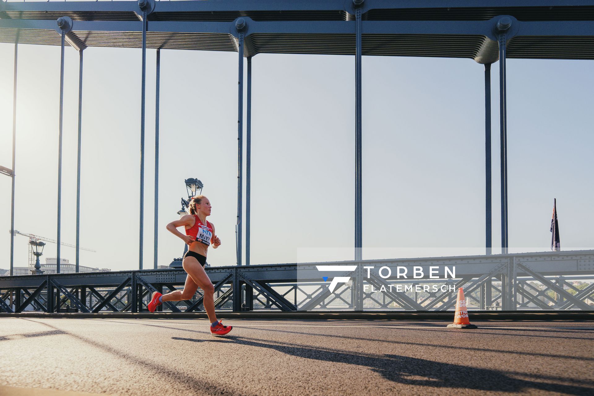 Julia Mayer (AUT/Austria) during the Marathon on Day 8 of the World Athletics Championships Budapest 23 at the National Athletics Centre in Budapest, Hungary on August 26, 2023.