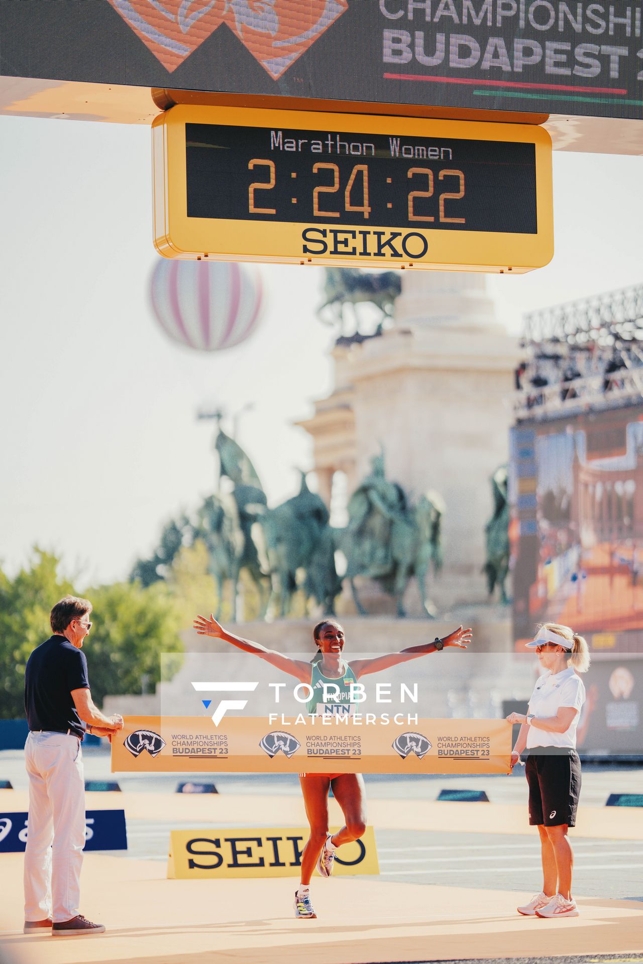 Amane Beriso Shankule (ETH/Ethiopia) on Day 8 of the World Athletics Championships Budapest 23 at the National Athletics Centre in Budapest, Hungary on August 26, 2023.
