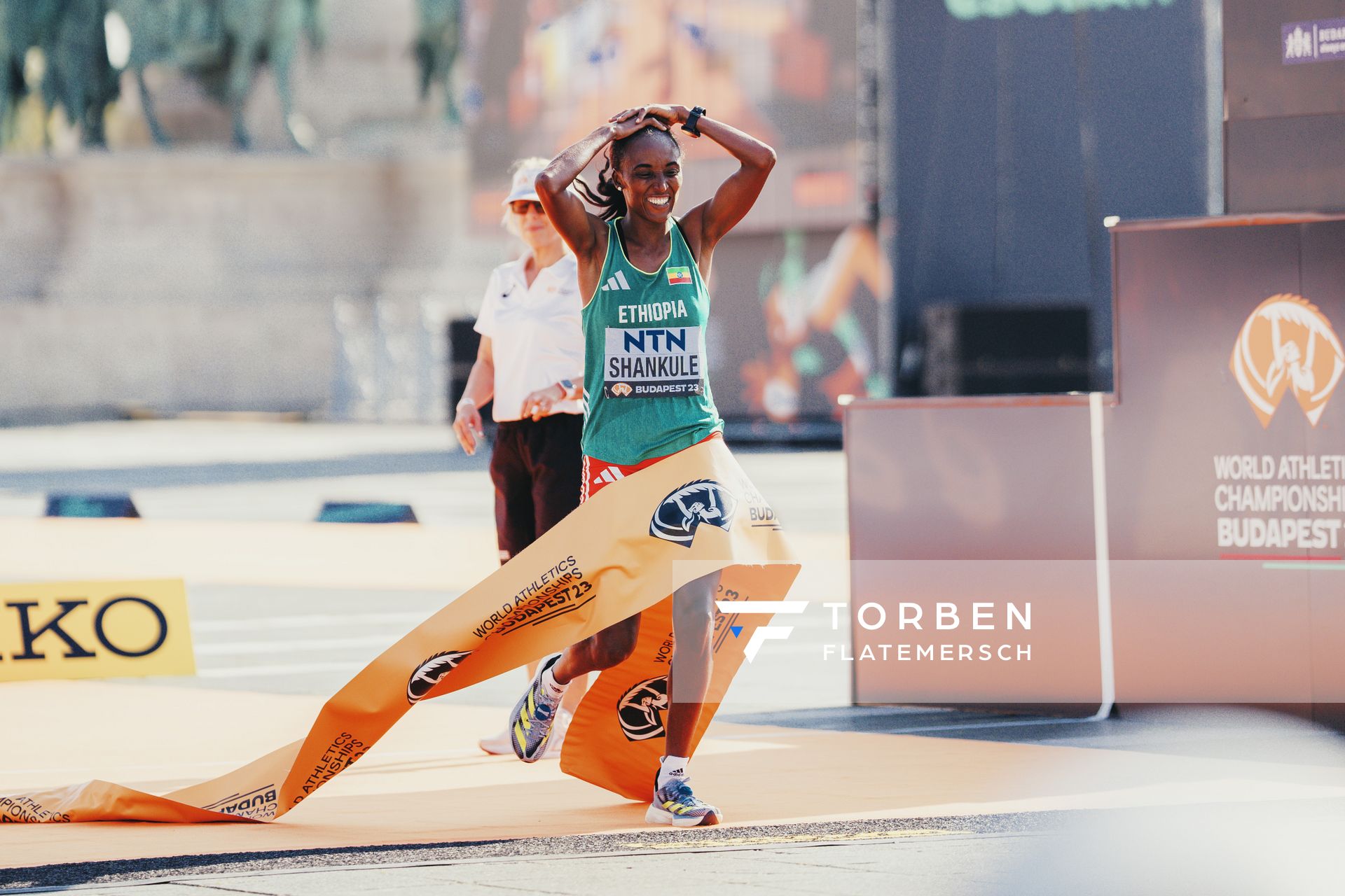 Amane Beriso Shankule (ETH/Ethiopia) on Day 8 of the World Athletics Championships Budapest 23 at the National Athletics Centre in Budapest, Hungary on August 26, 2023.