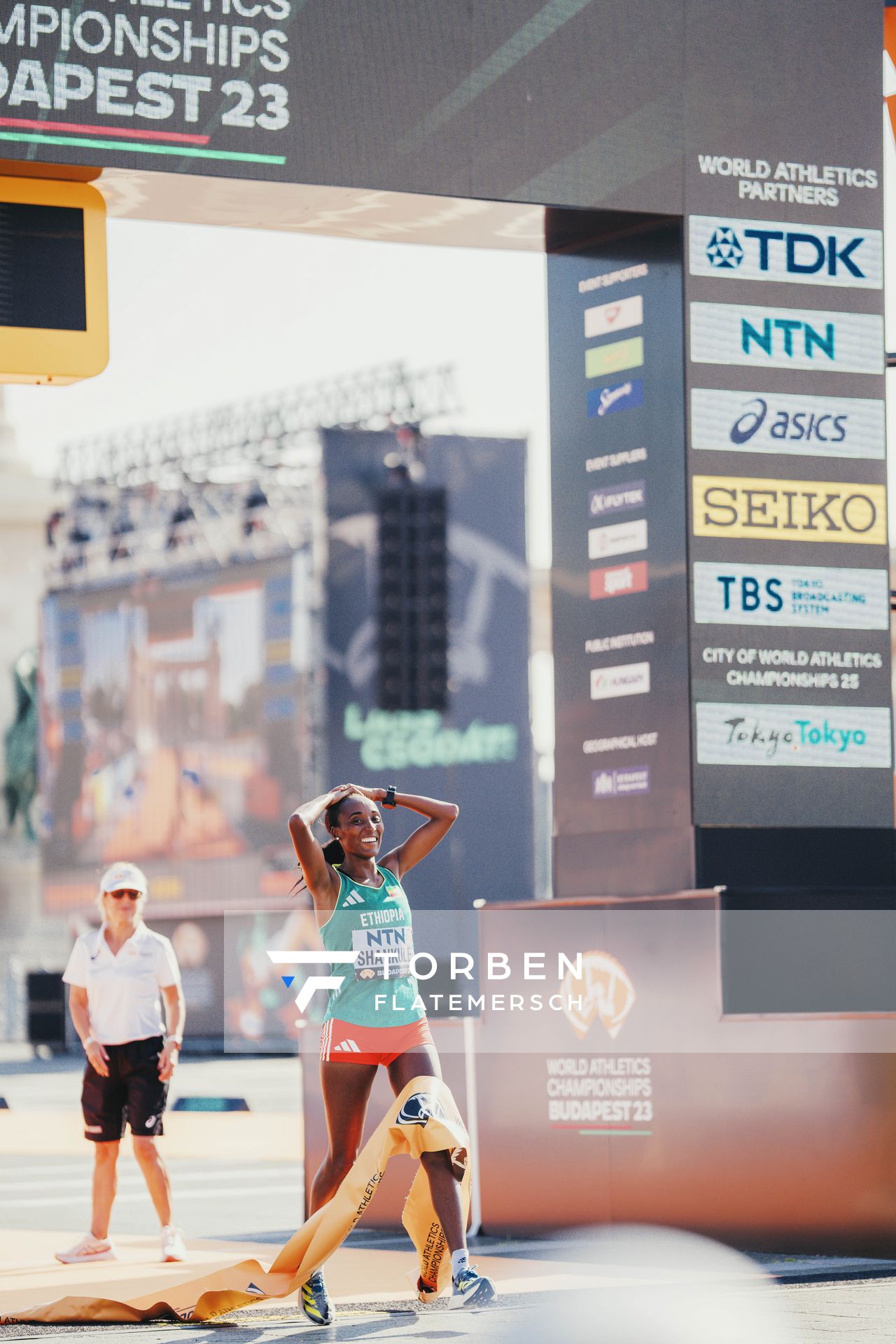 Amane Beriso Shankule (ETH/Ethiopia) on Day 8 of the World Athletics Championships Budapest 23 at the National Athletics Centre in Budapest, Hungary on August 26, 2023.