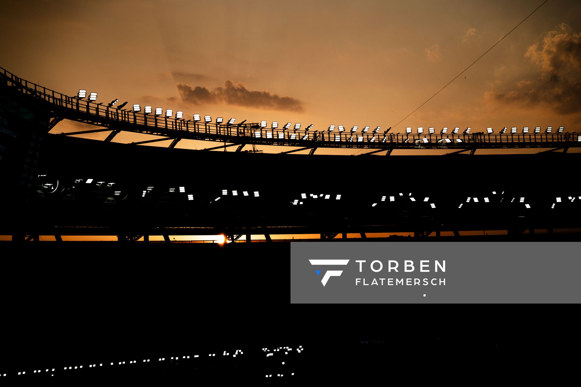 Sunset on Day 8 of the World Athletics Championships Budapest 23 at the National Athletics Centre in Budapest, Hungary on August 26, 2023.