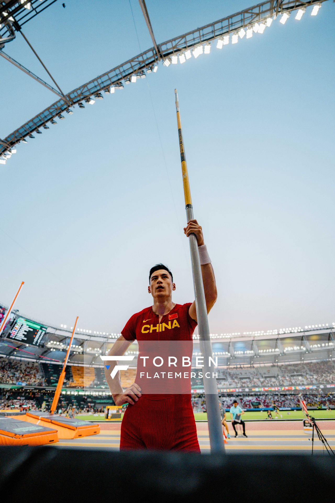 Jie Yao (CHN/Pr Of China) during the Pole Vault on Day 8 of the World Athletics Championships Budapest 23 at the National Athletics Centre in Budapest, Hungary on August 26, 2023.