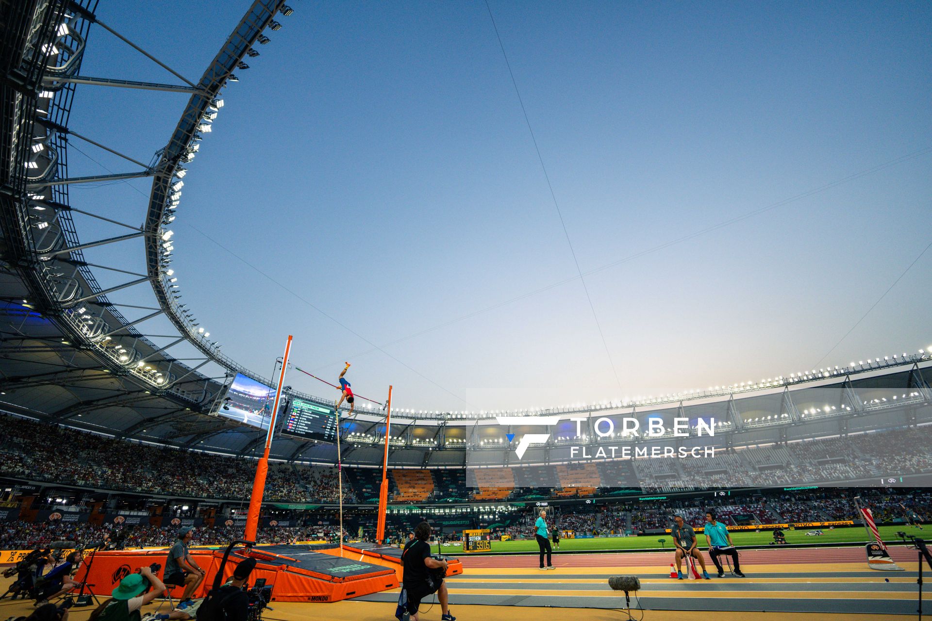 Ernest John Obiena (PHI/Philippines) on Day 8 of the World Athletics Championships Budapest 23 at the National Athletics Centre in Budapest, Hungary on August 26, 2023.