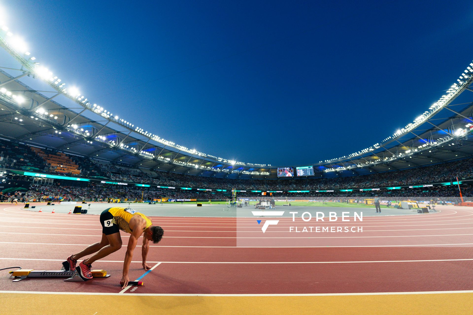 Jean Paul Bredau (GER/Germany) during the 4x400 Metres Relay on Day 8 of the World Athletics Championships Budapest 23 at the National Athletics Centre in Budapest, Hungary on August 26, 2023.