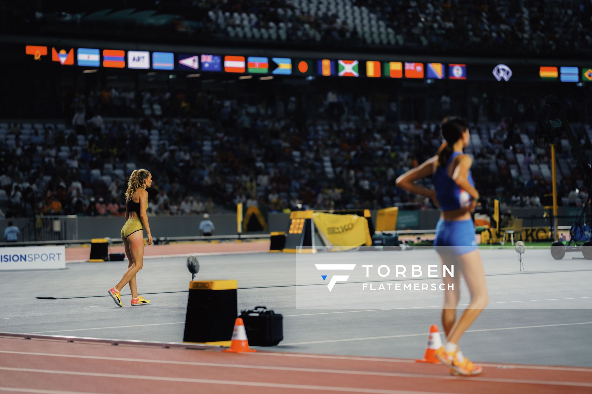 Christina Honsel (GER/Germany) during the High Jump on Day 9 of the World Athletics Championships Budapest 23 at the National Athletics Centre in Budapest, Hungary on August 27, 2023.