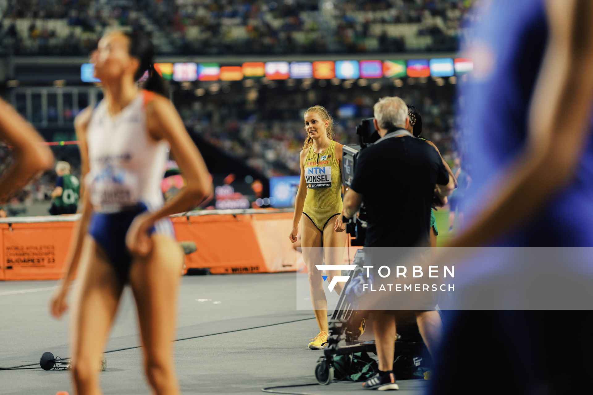 Christina Honsel (GER/Germany) during the High Jump on Day 9 of the World Athletics Championships Budapest 23 at the National Athletics Centre in Budapest, Hungary on August 27, 2023.