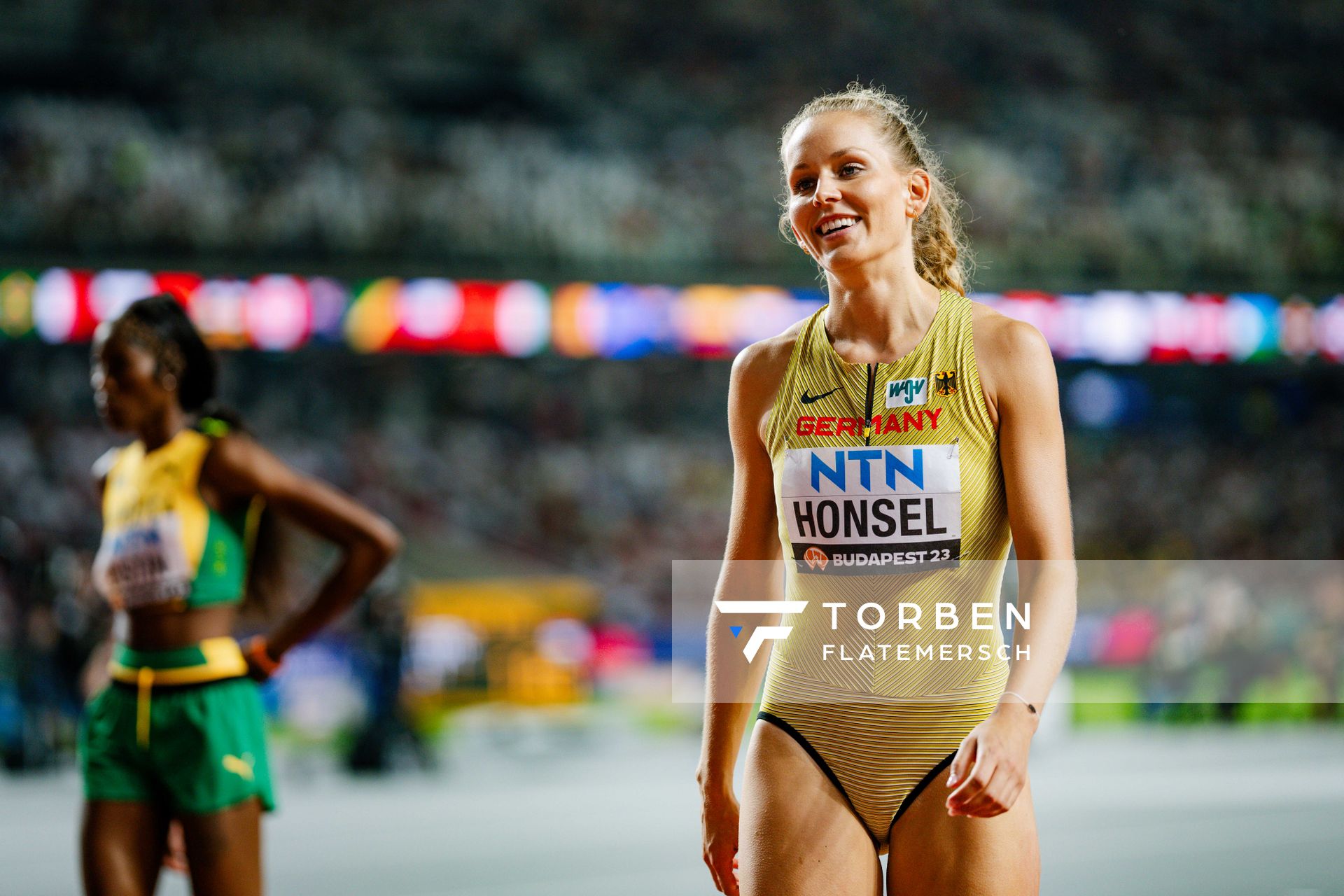 Christina Honsel (GER/Germany) during the High Jump Final on Day 9 of the World Athletics Championships Budapest 23 at the National Athletics Centre in Budapest, Hungary on August 27, 2023.