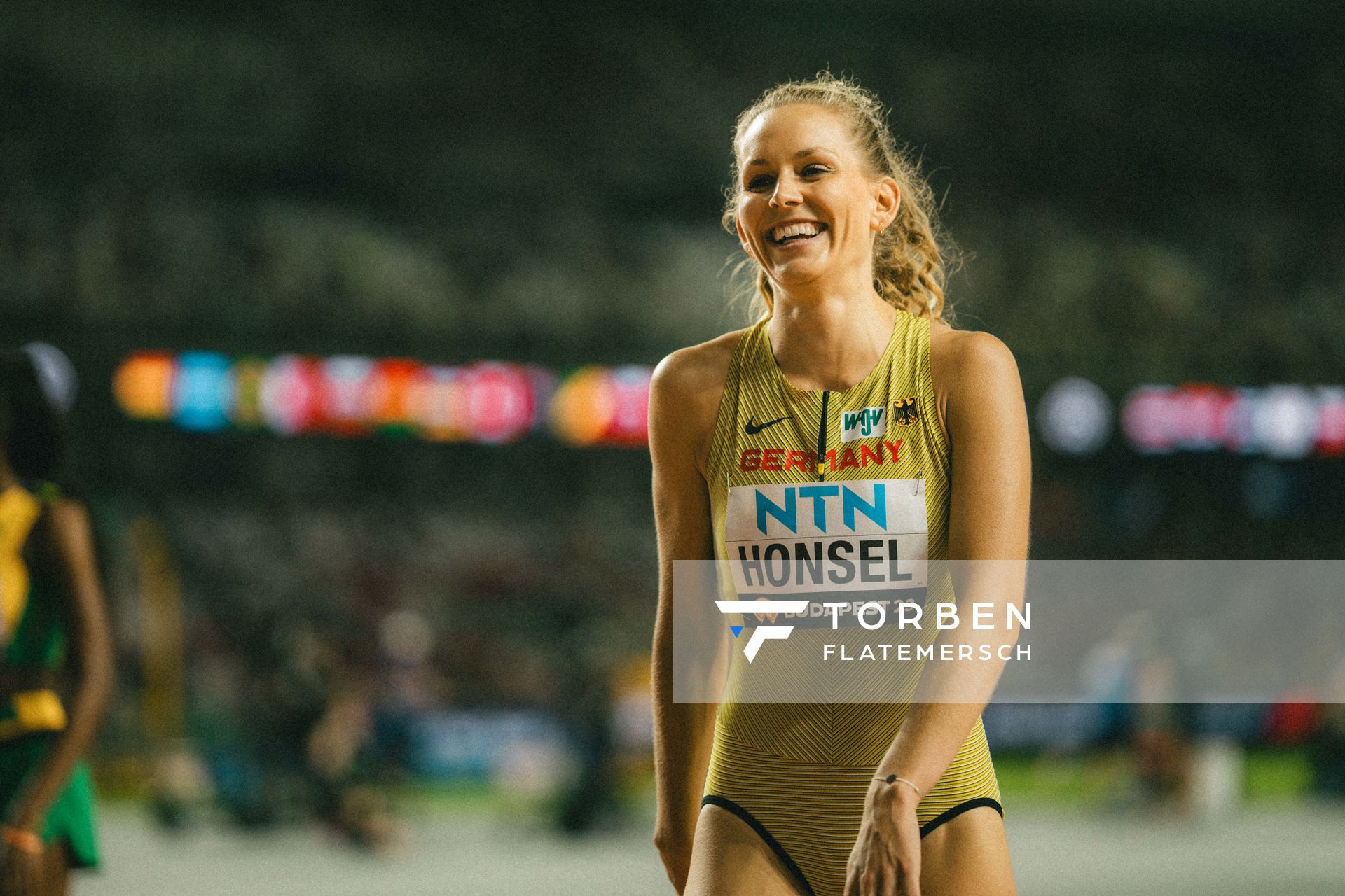 Christina Honsel (GER/Germany) during the High Jump on Day 9 of the World Athletics Championships Budapest 23 at the National Athletics Centre in Budapest, Hungary on August 27, 2023.