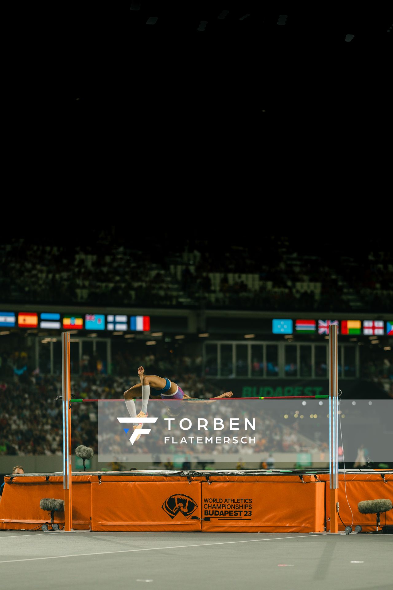 Vashti Cunningham (USA/United States) during the High Jump on Day 9 of the World Athletics Championships Budapest 23 at the National Athletics Centre in Budapest, Hungary on August 27, 2023.