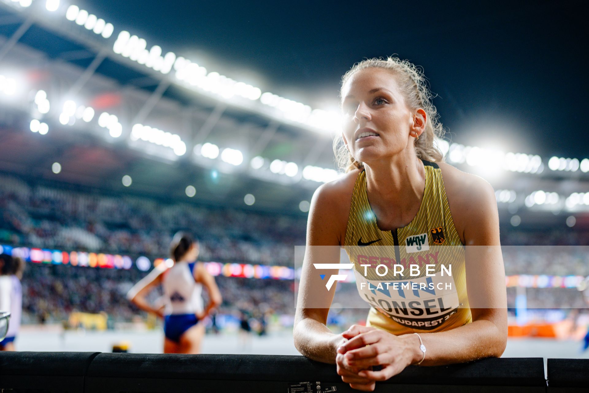 Christina Honsel (GER/Germany) during the High Jump Final on Day 9 of the World Athletics Championships Budapest 23 at the National Athletics Centre in Budapest, Hungary on August 27, 2023.