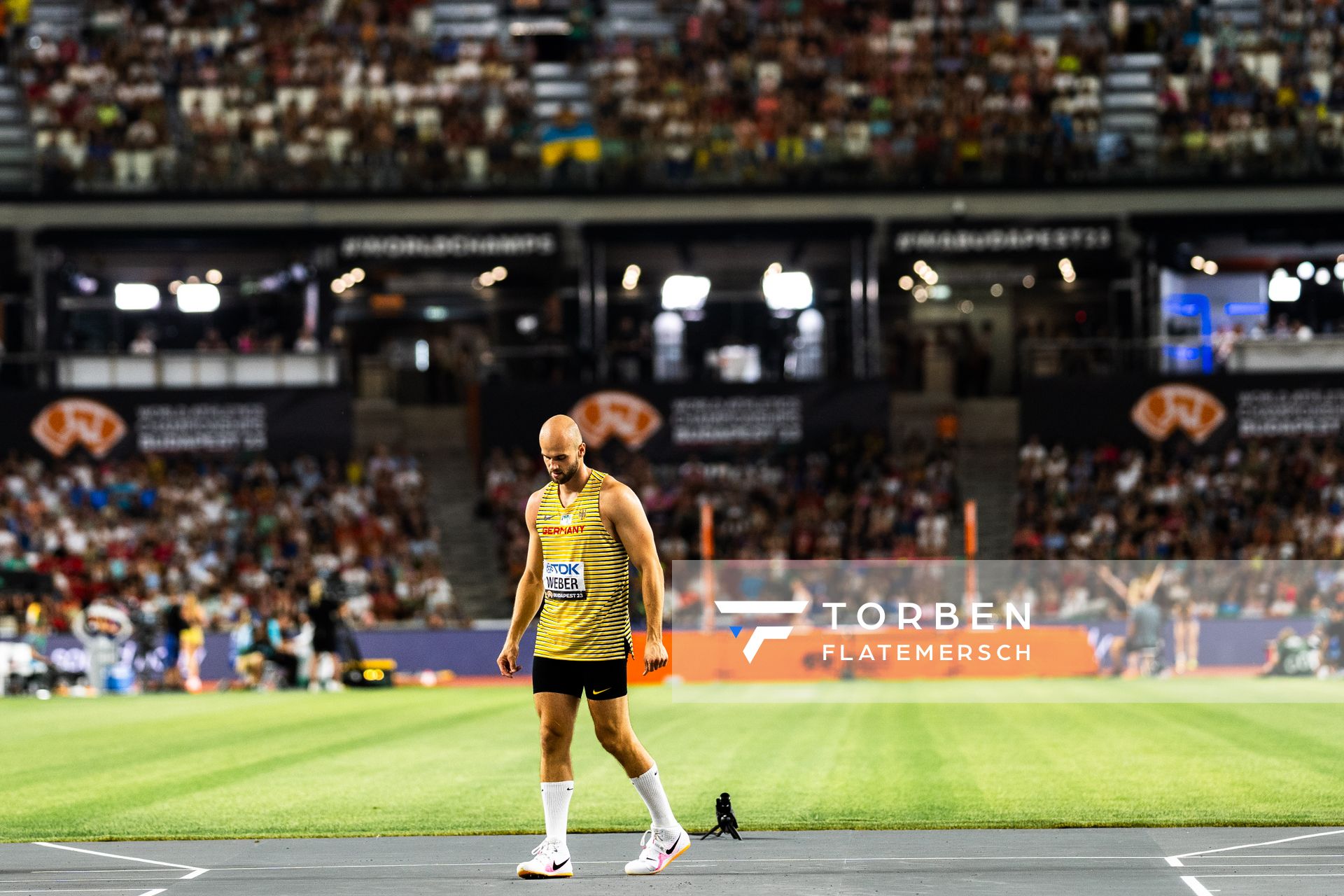 Julian Weber (GER/Germany) during the Javelin Throw Final on Day 9 of the World Athletics Championships Budapest 23 at the National Athletics Centre in Budapest, Hungary on August 27, 2023.