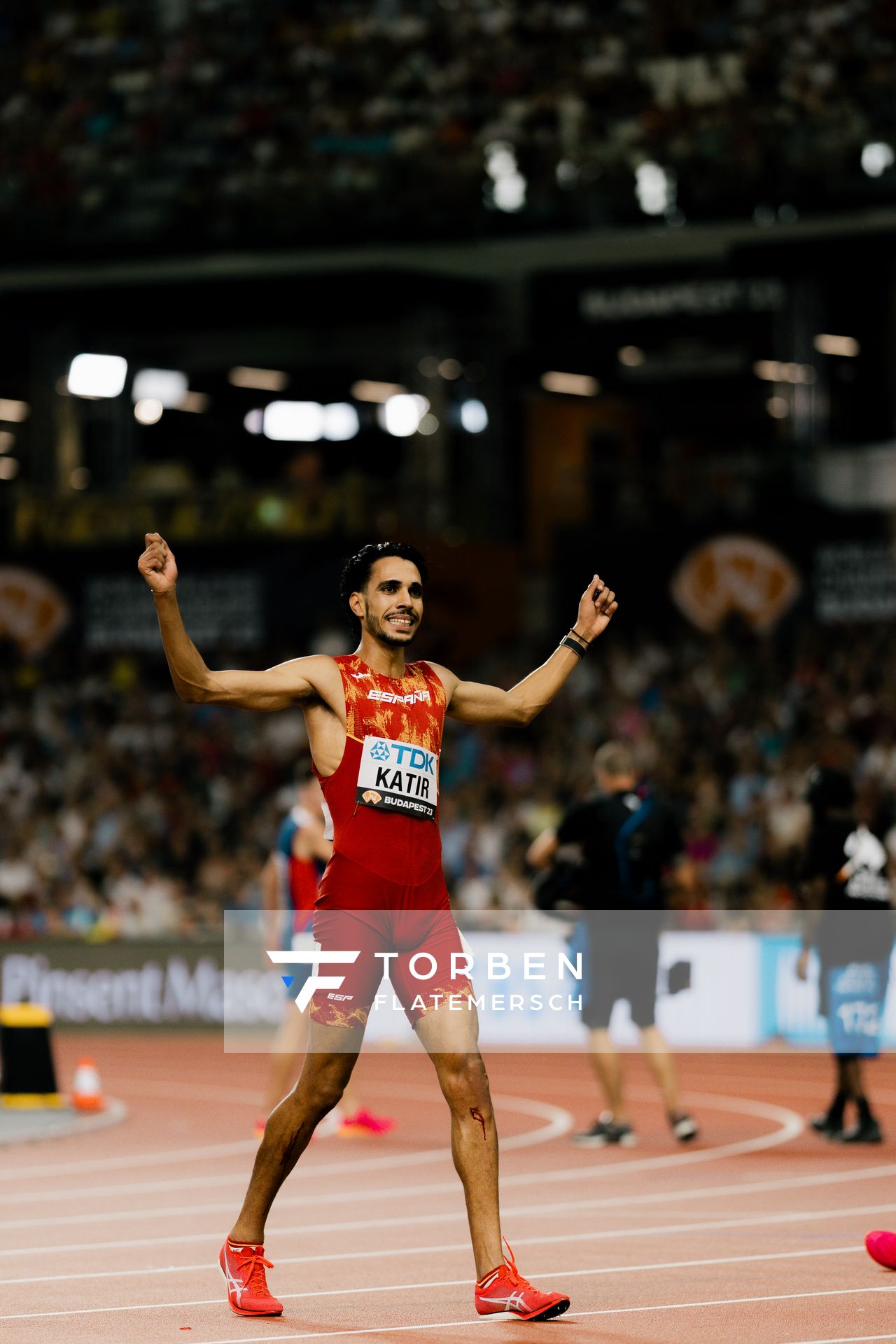 Mohamed Katir (ESP/Spain) during the 5000 Metres on Day 9 of the World Athletics Championships Budapest 23 at the National Athletics Centre in Budapest, Hungary on August 27, 2023.