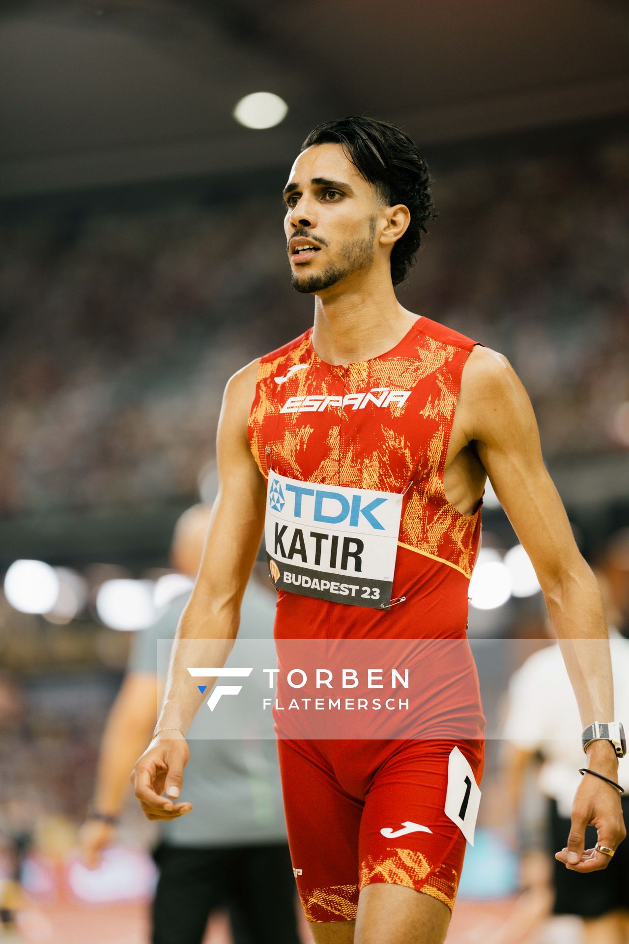 Mohamed Katir (ESP/Spain) during the 5000 Metres on Day 9 of the World Athletics Championships Budapest 23 at the National Athletics Centre in Budapest, Hungary on August 27, 2023.