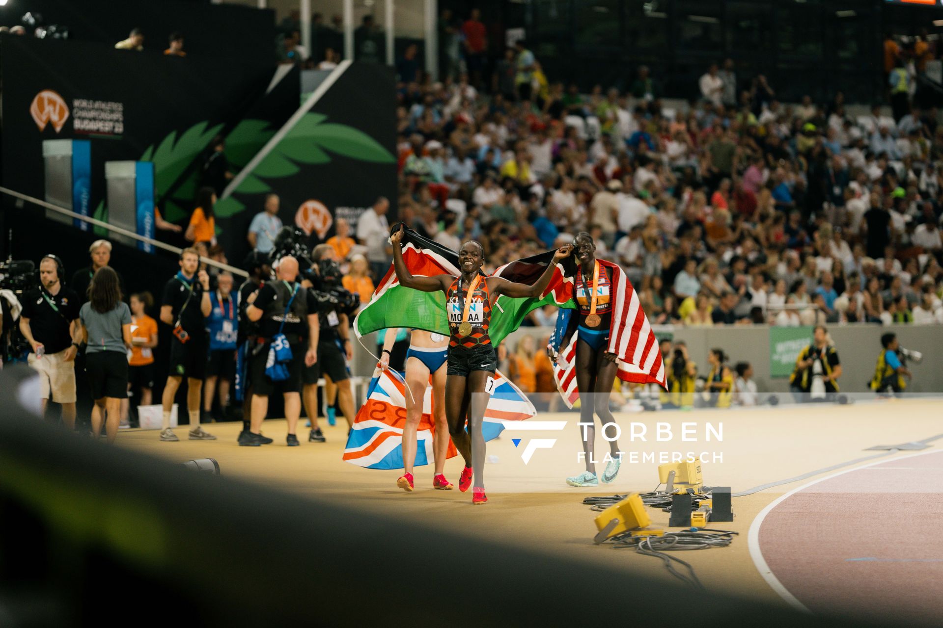 Mary Moraa (KEN/Kenya) during the 800 Metres on Day 9 of the World Athletics Championships Budapest 23 at the National Athletics Centre in Budapest, Hungary on August 27, 2023.