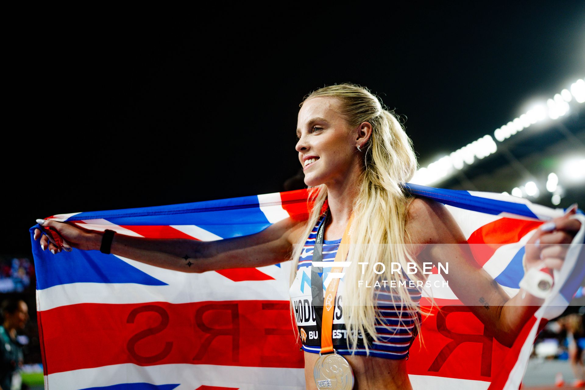 Keely Hodgkinson (GBR/Great Britain & N.I.) during the 800 Metres on Day 9 of the World Athletics Championships Budapest 23 at the National Athletics Centre in Budapest, Hungary on August 27, 2023.