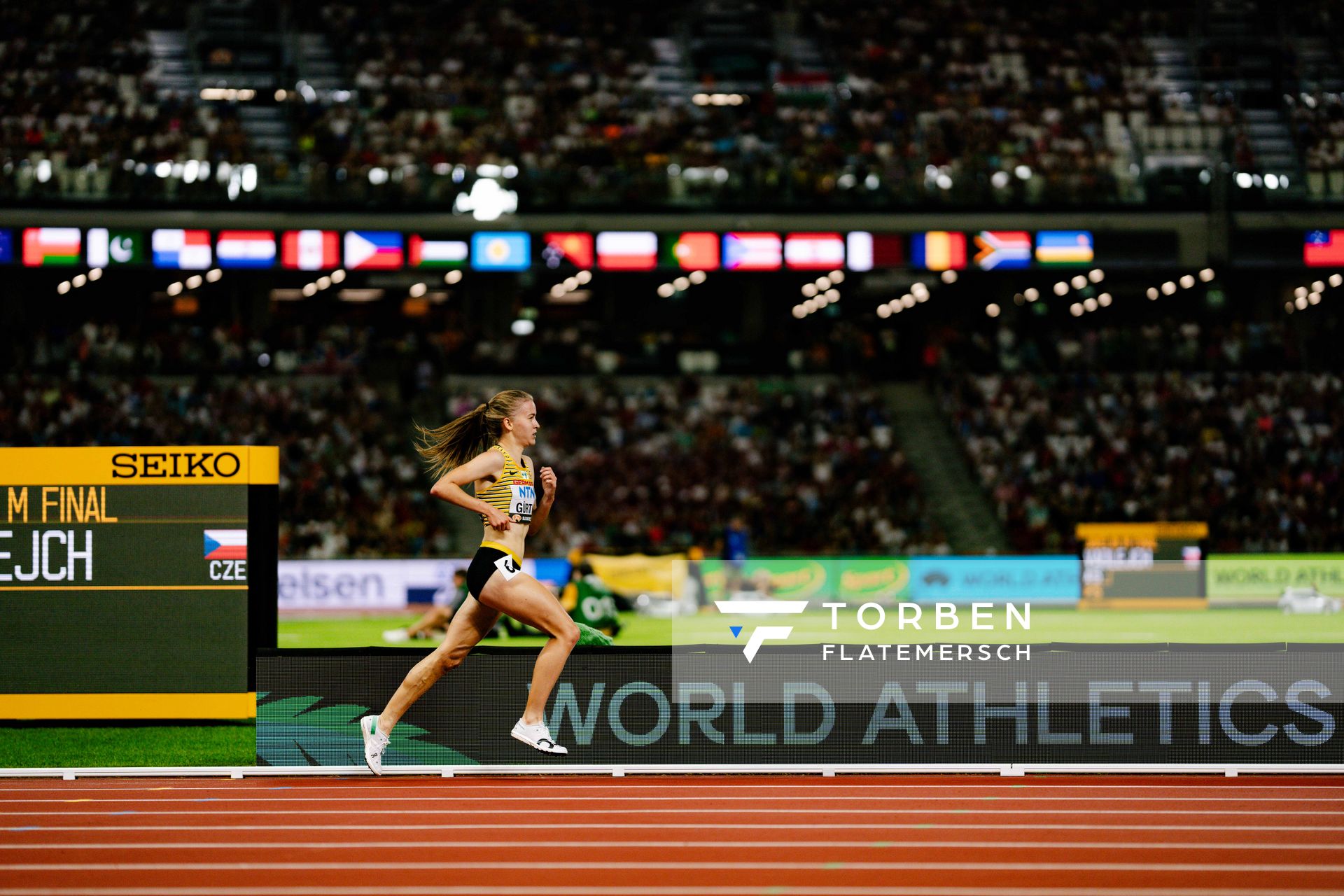 Olivia Gürth (GER/Germany) during the 3000 Metres Steeplechase Final on Day 9 of the World Athletics Championships Budapest 23 at the National Athletics Centre in Budapest, Hungary on August 27, 2023.