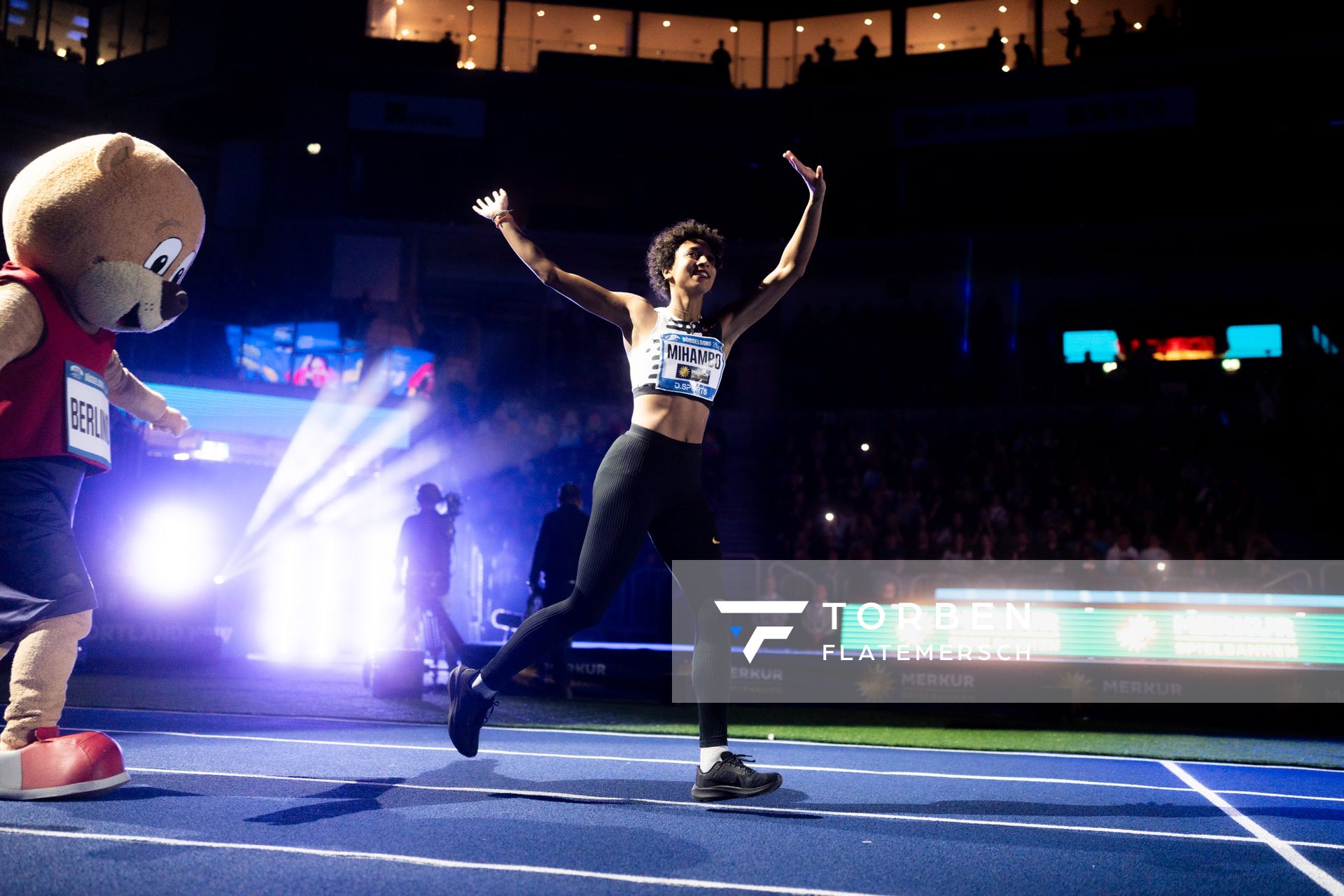 Malaika Mihambo (GER/LG Kurpfalz) beim 4. ISTAF INDOOR Düsseldorf am 04.02.2024 im PSD Bank Dome in Düsseldorf