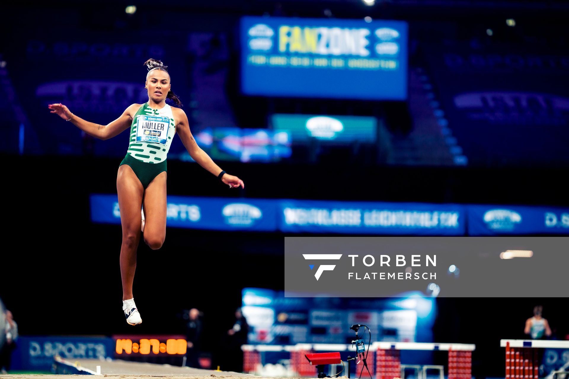Laura Raquel Müller (GER/Unterländer LG) beim Weitsprung beim 4. ISTAF INDOOR Düsseldorf am 04.02.2024 im PSD Bank Dome in Düsseldorf