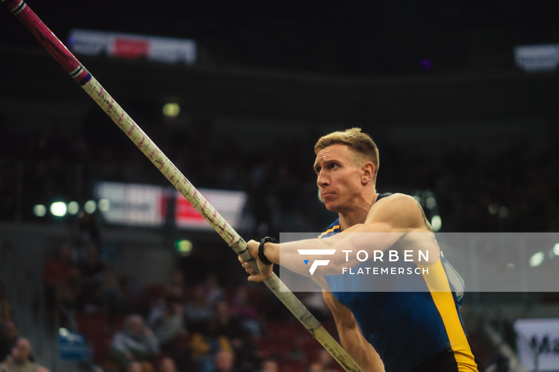 Piotr Lisek (POL) beim 4. ISTAF INDOOR Düsseldorf am 04.02.2024 im PSD Bank Dome in Düsseldorf