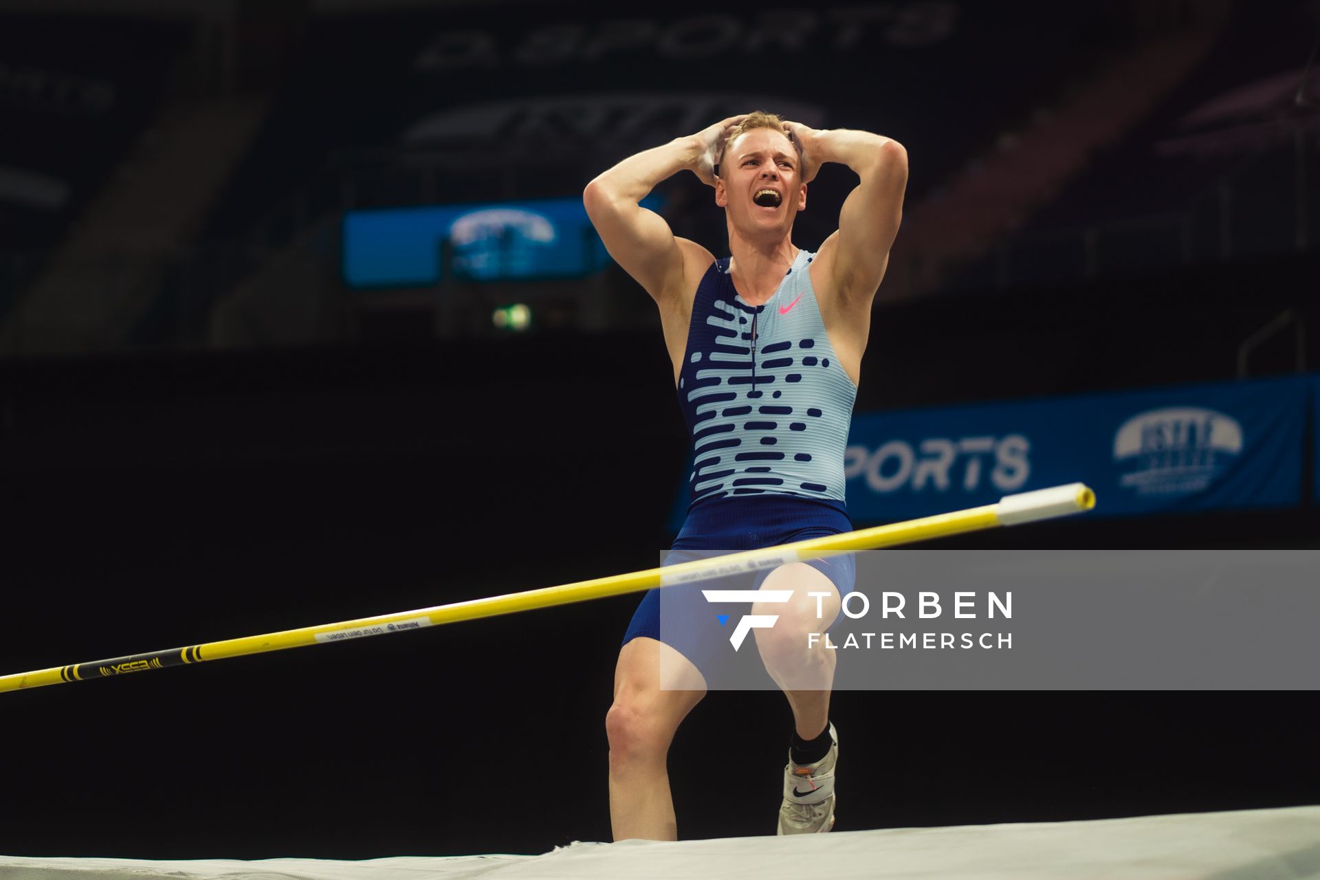 Sam Kendricks (USA) beim 4. ISTAF INDOOR Düsseldorf am 04.02.2024 im PSD Bank Dome in Düsseldorf