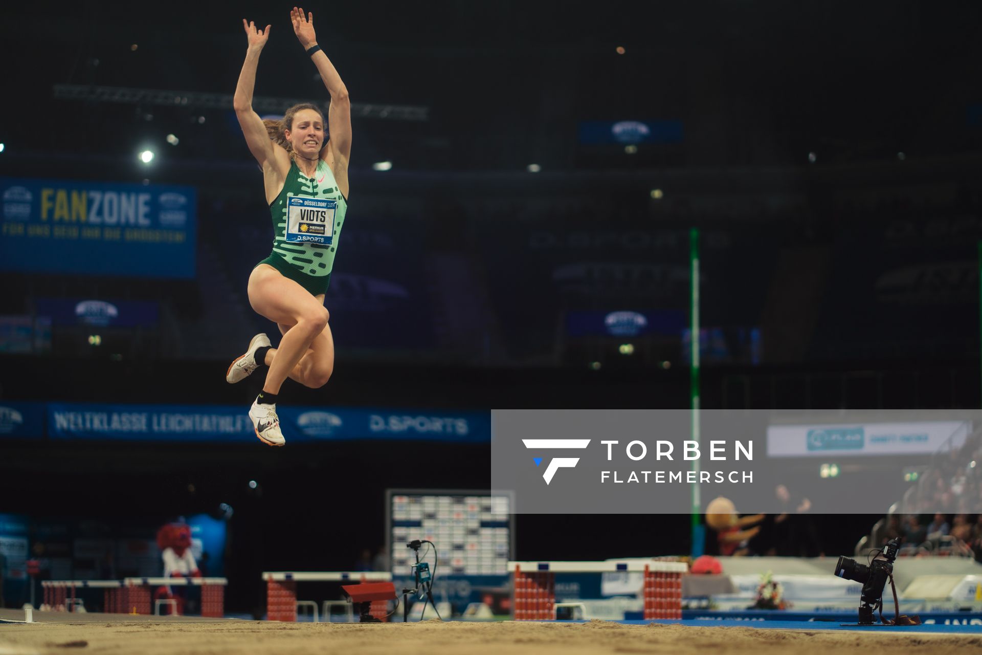 Noor Vidts (BEL) im Weitsprung beim 4. ISTAF INDOOR Düsseldorf am 04.02.2024 im PSD Bank Dome in Düsseldorf