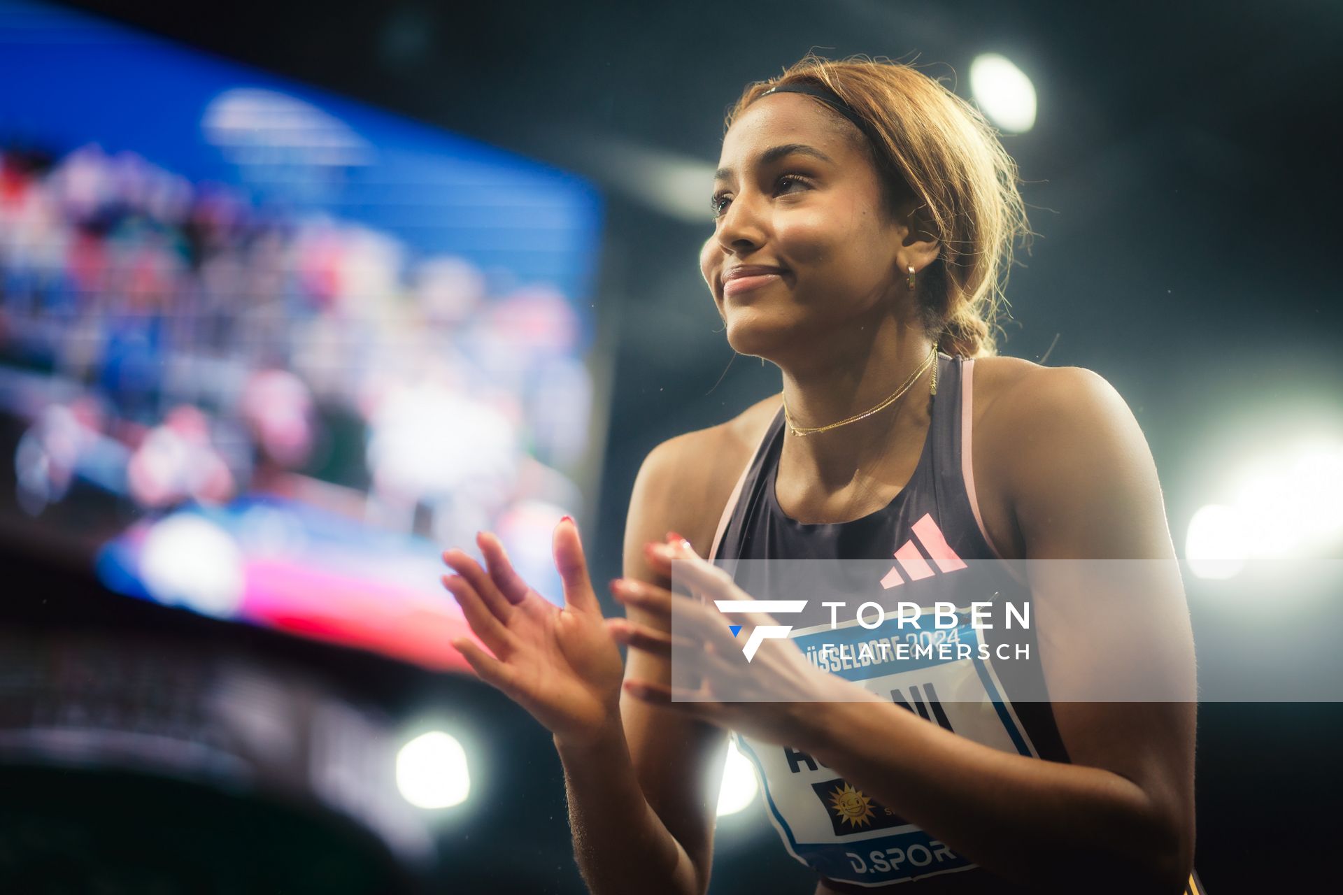 Mikaelle Assani (GER/SCL Heel Baden-Baden) im Weitsprung beim 4. ISTAF INDOOR Düsseldorf am 04.02.2024 im PSD Bank Dome in Düsseldorf