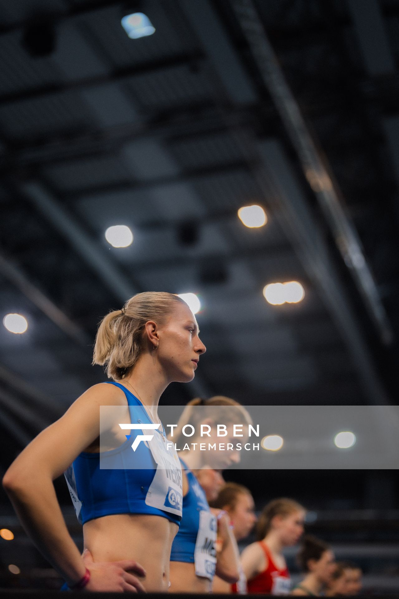 Nele Weßel (TV Waldstraße Wiesbaden) am 17.02.2024 während den 71. Deutschen Leichtathletik-Hallenmeisterschaften in der QUARTERBACK Immobilien ARENA in Leipzig