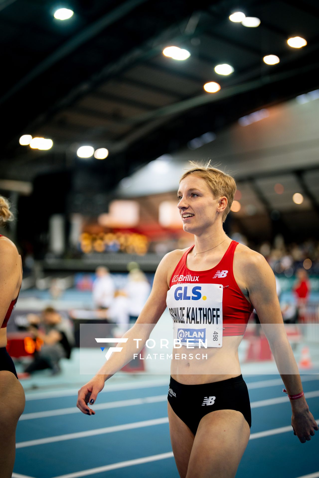 Kerstin Schulze Kalthoff (LG Brillux Münster) am 17.02.2024 während den 71. Deutschen Leichtathletik-Hallenmeisterschaften in der QUARTERBACK Immobilien ARENA in Leipzig