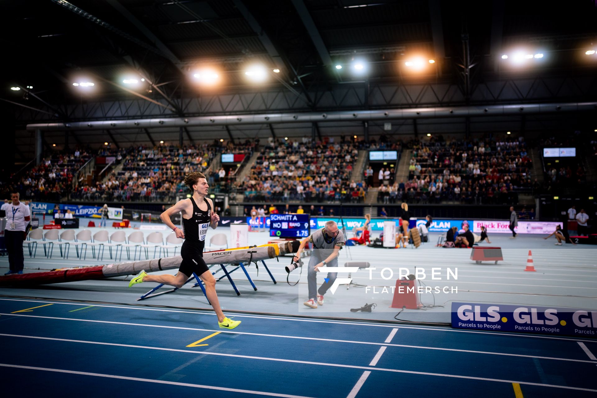 Rodion Beimler (SC DHfK Leipzig e.V.) am 17.02.2024 während den 71. Deutschen Leichtathletik-Hallenmeisterschaften in der QUARTERBACK Immobilien ARENA in Leipzig