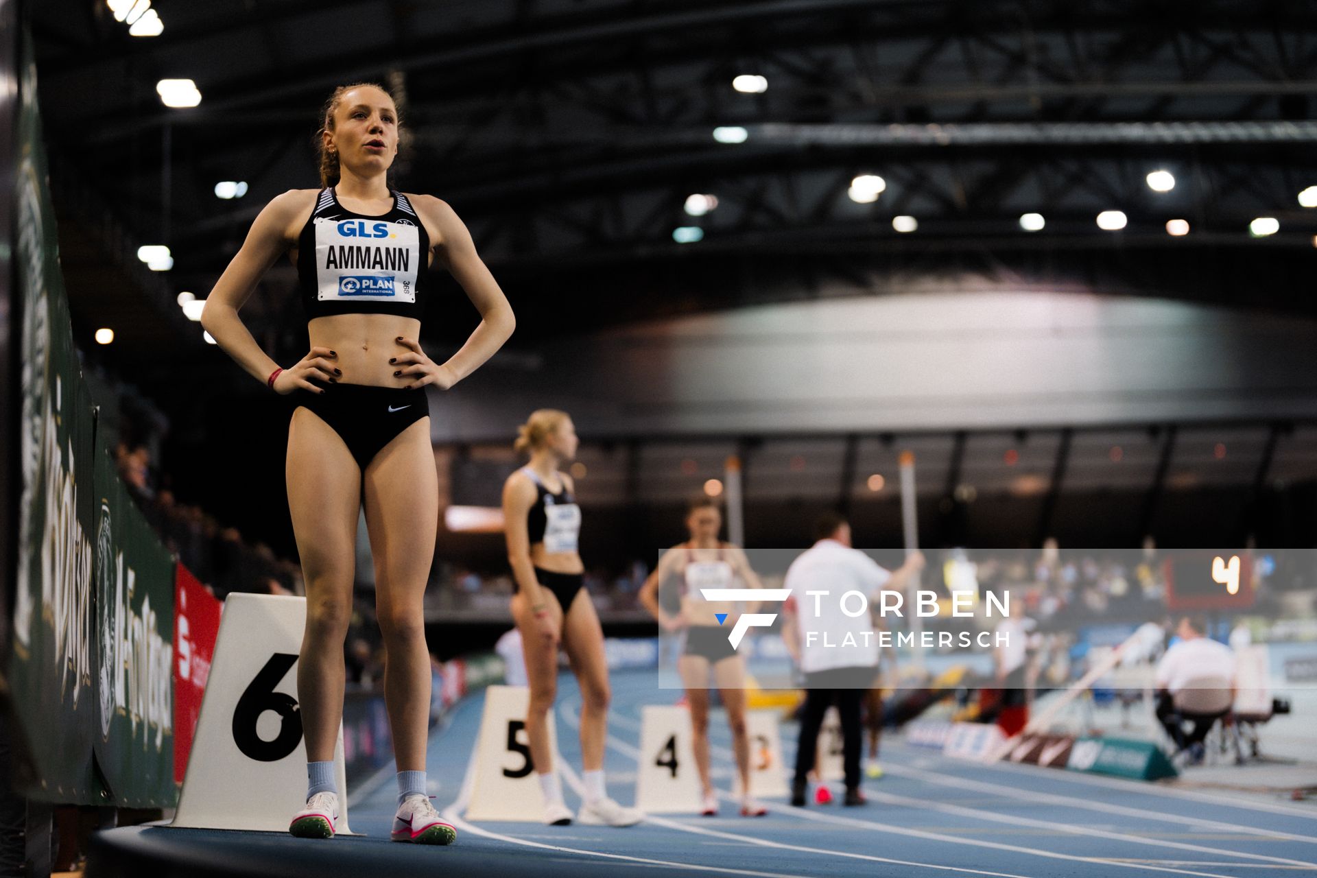 Alina Ammann (TuS Esingen) im 800m Vorlauf am 17.02.2024 während den 71. Deutschen Leichtathletik-Hallenmeisterschaften in der QUARTERBACK Immobilien ARENA in Leipzig