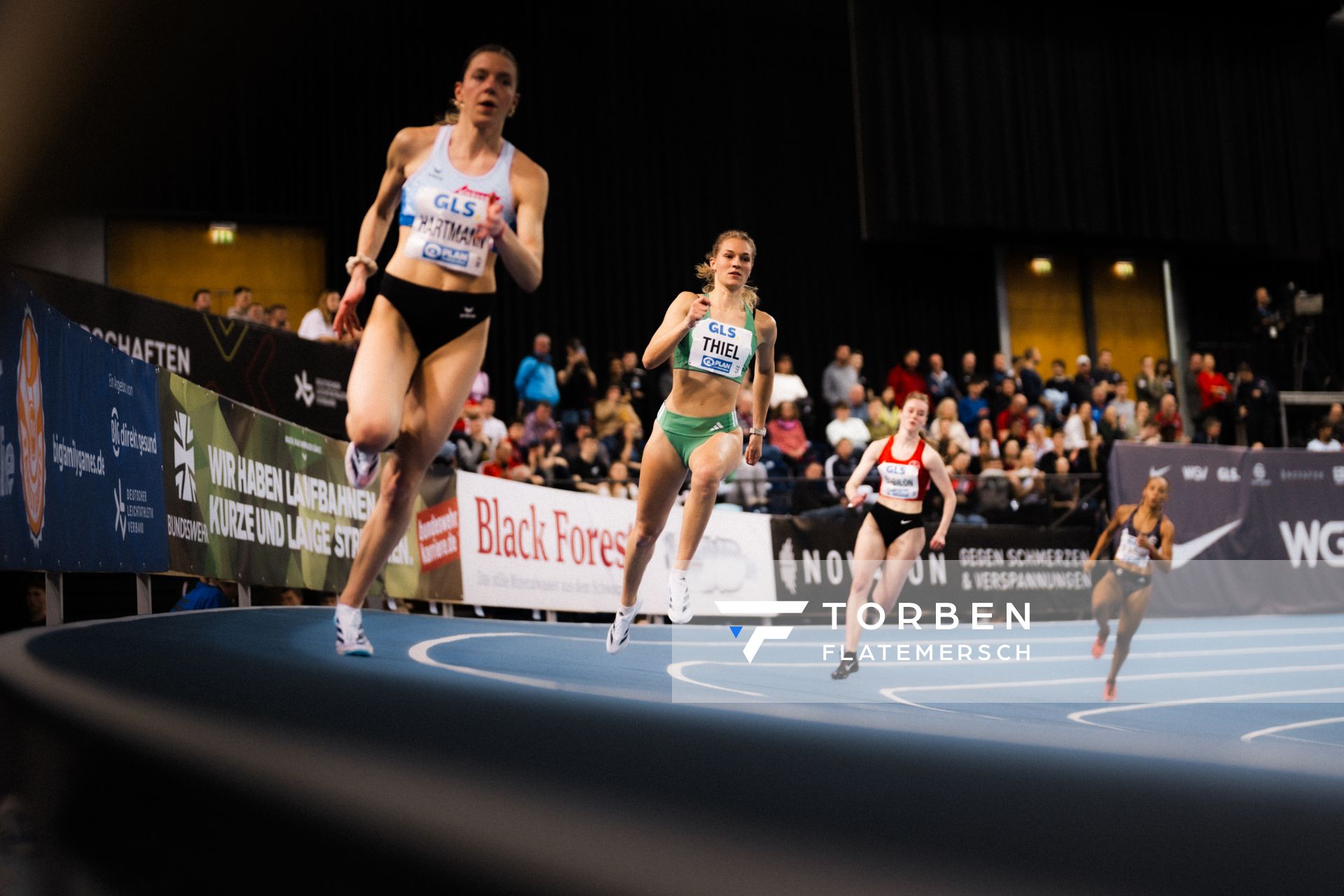 Luna Thiel (VfL Wolfsburg) im 400m Vorlauf am 17.02.2024 während den 71. Deutschen Leichtathletik-Hallenmeisterschaften in der QUARTERBACK Immobilien ARENA in Leipzig