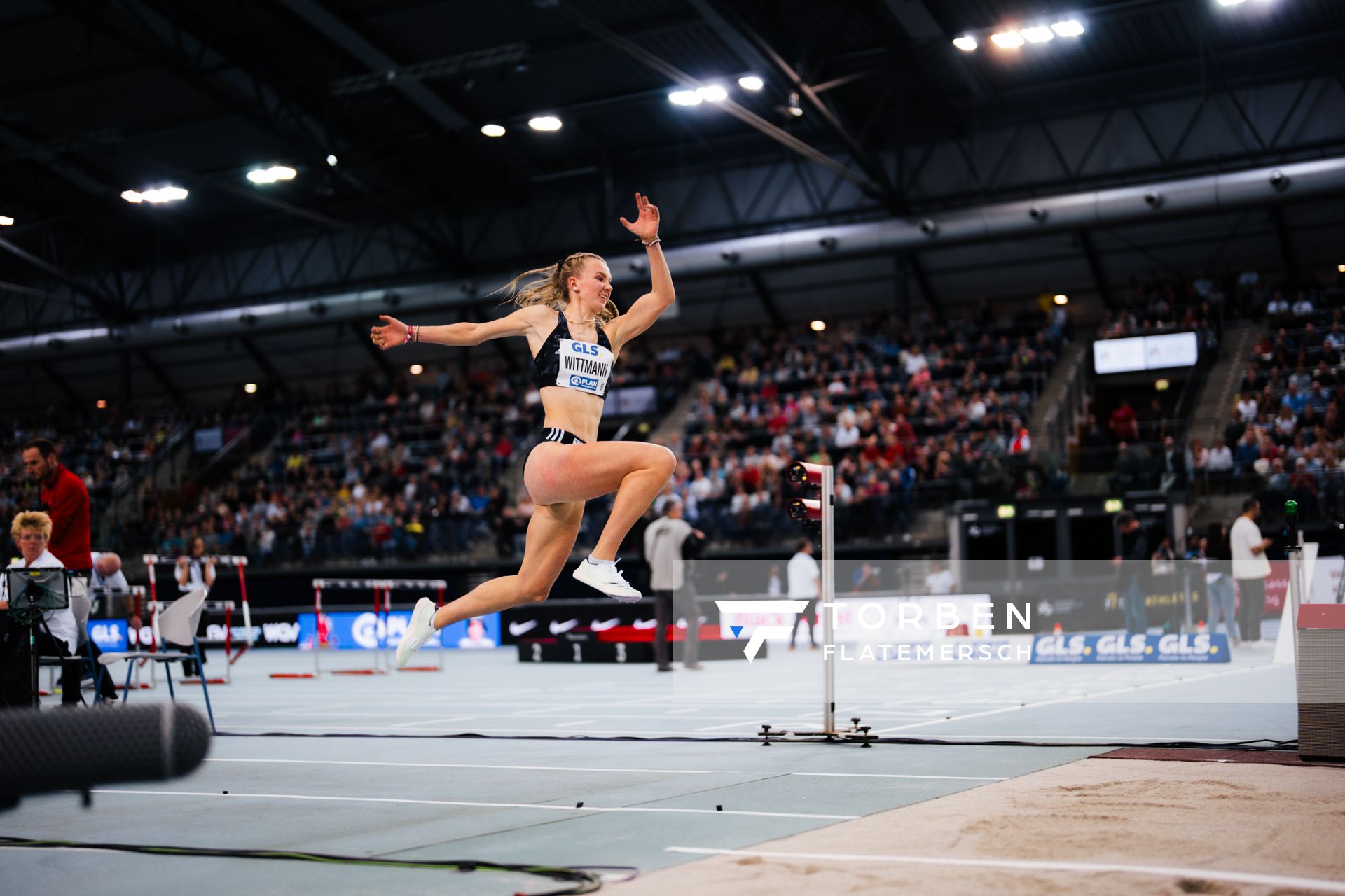 Kira Wittmann (Hannover 96) am 17.02.2024 während den 71. Deutschen Leichtathletik-Hallenmeisterschaften in der QUARTERBACK Immobilien ARENA in Leipzig