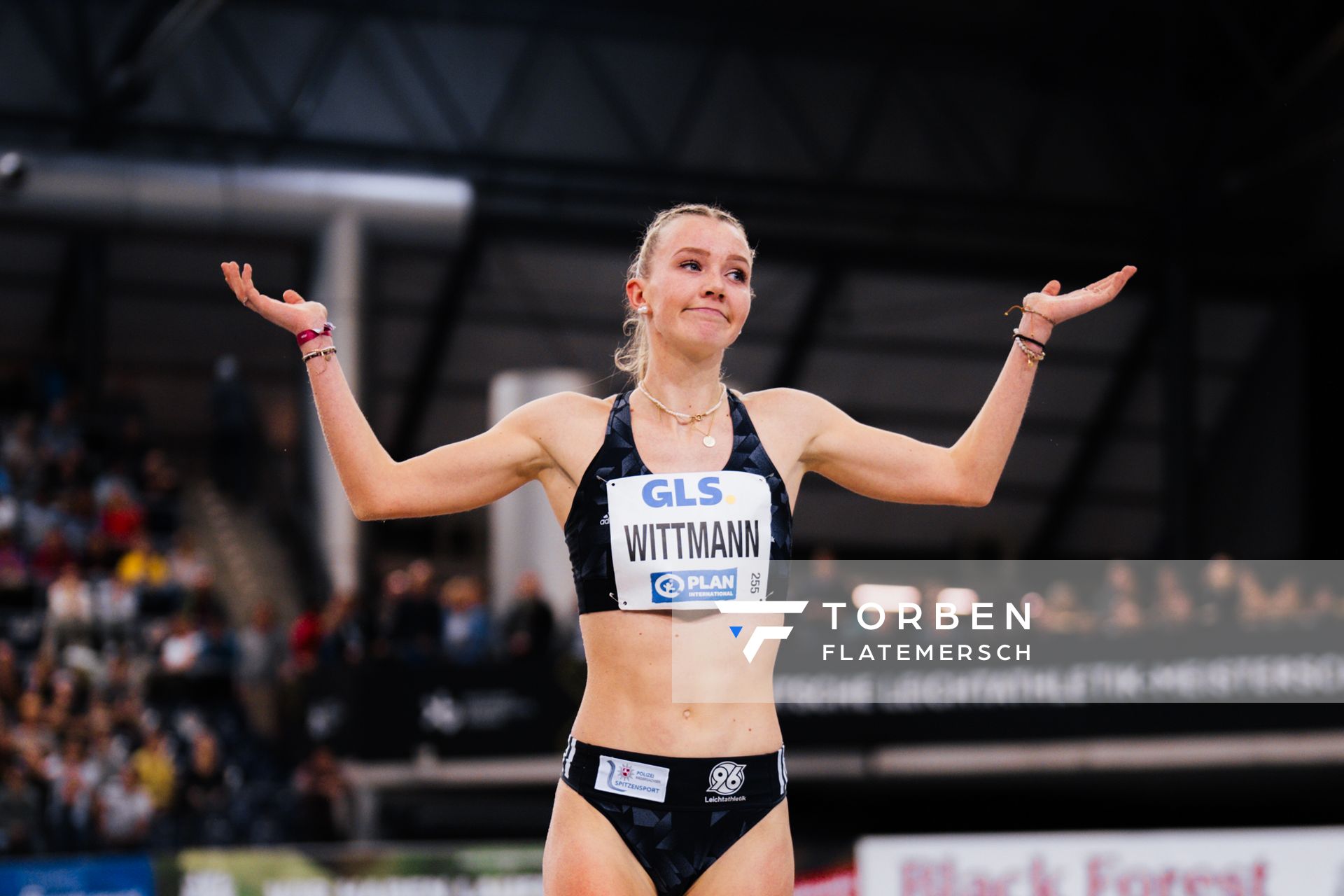 Kira Wittmann (Hannover 96) am 17.02.2024 während den 71. Deutschen Leichtathletik-Hallenmeisterschaften in der QUARTERBACK Immobilien ARENA in Leipzig