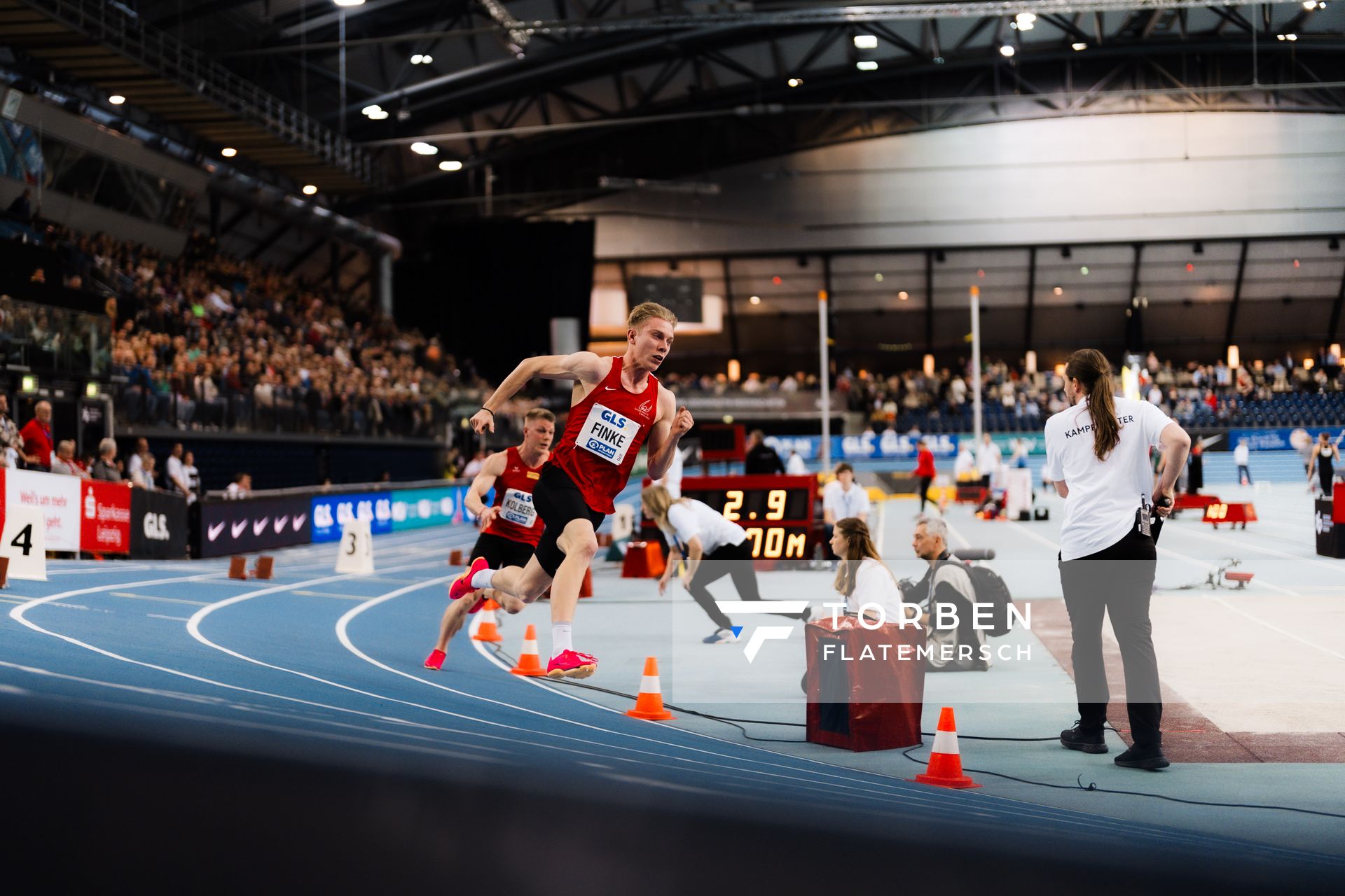 Thorben Finke (SV Sigiltra Sögel) am 18.02.2024 während den 71. Deutschen Leichtathletik-Hallenmeisterschaften in der QUARTERBACK Immobilien ARENA in Leipzig