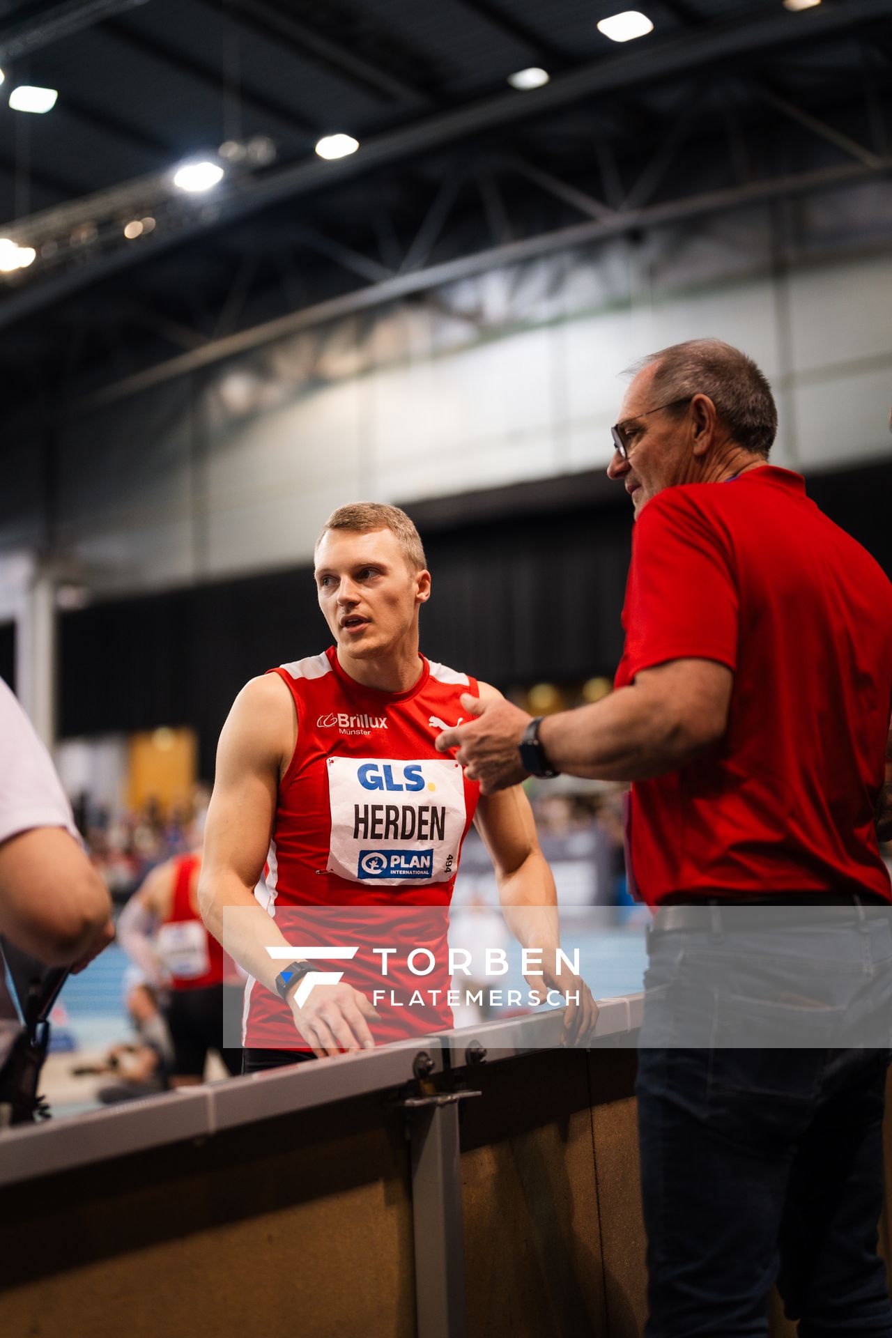 Luka Herden (LG Brillux Münster) am 18.02.2024 während den 71. Deutschen Leichtathletik-Hallenmeisterschaften in der QUARTERBACK Immobilien ARENA in Leipzig