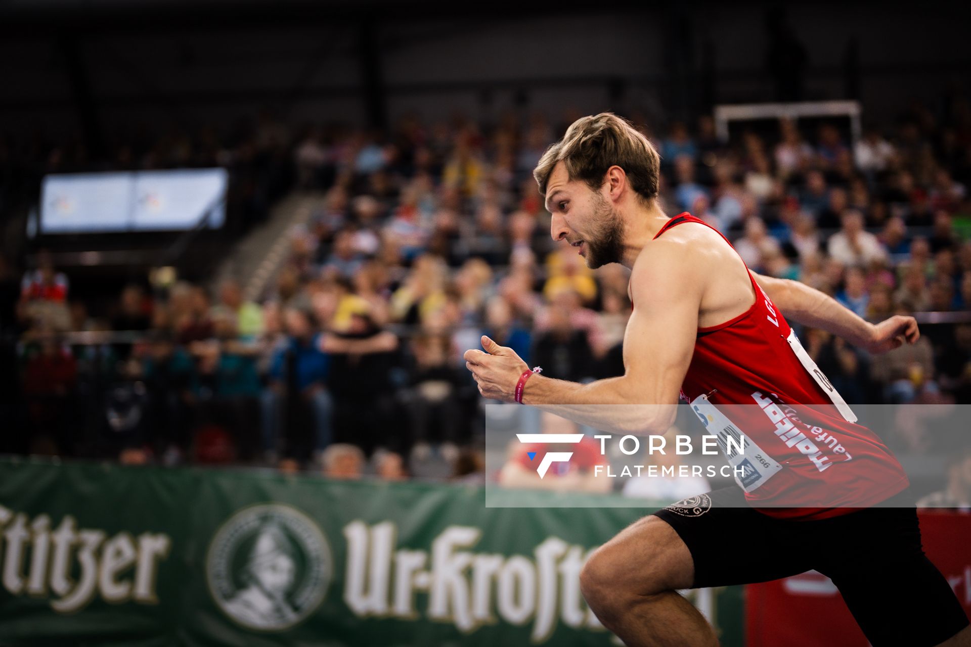 Fabian Dammermann (LG Osnabrück) am 18.02.2024 während den 71. Deutschen Leichtathletik-Hallenmeisterschaften in der QUARTERBACK Immobilien ARENA in Leipzig