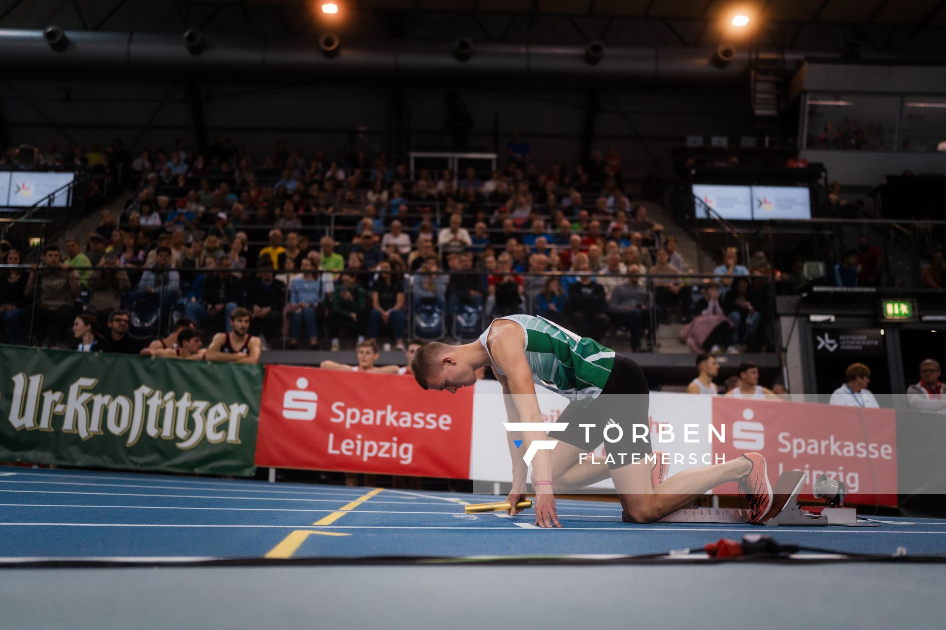 Max Husemann (Eintracht Hildesheim) am 18.02.2024 während den 71. Deutschen Leichtathletik-Hallenmeisterschaften in der QUARTERBACK Immobilien ARENA in Leipzig