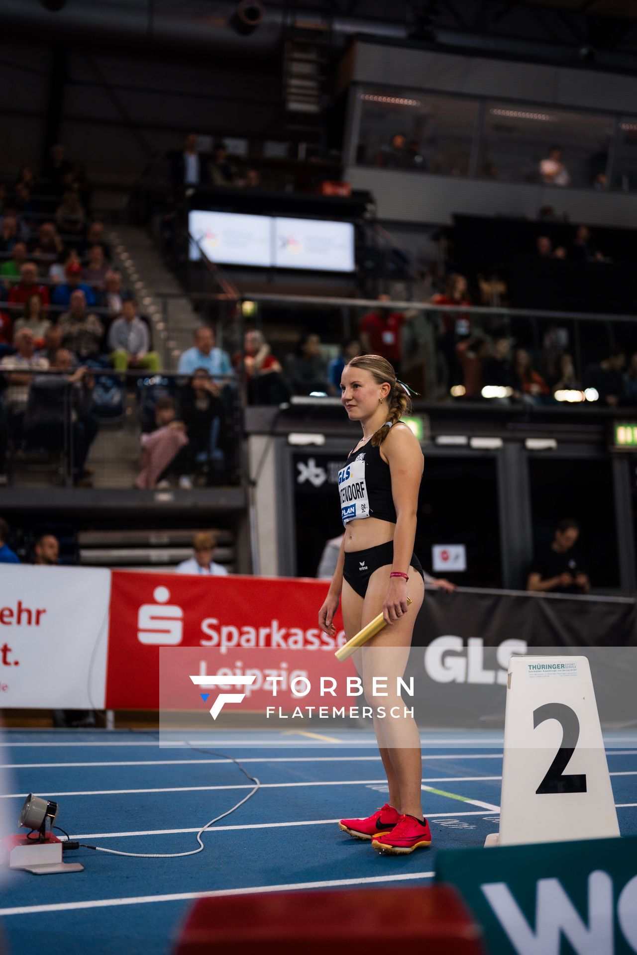 Jule Wachtendorf (Hannover 96) am 18.02.2024 während den 71. Deutschen Leichtathletik-Hallenmeisterschaften in der QUARTERBACK Immobilien ARENA in Leipzig