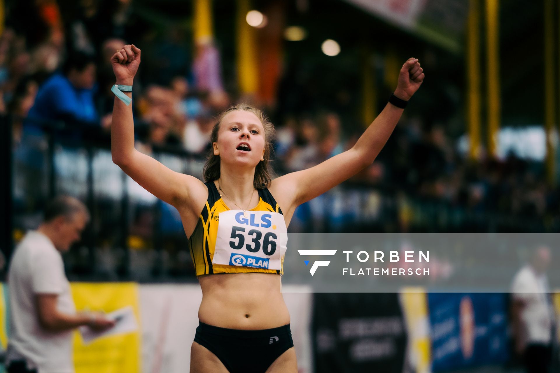 Mona Friedrich (LG Würm Athletik), waehrend der 55. Deutsche Jugend-Hallenmeisterschaften U20 am 24.02.2024 in der Helmut-Körnig-Halle in Dortmund