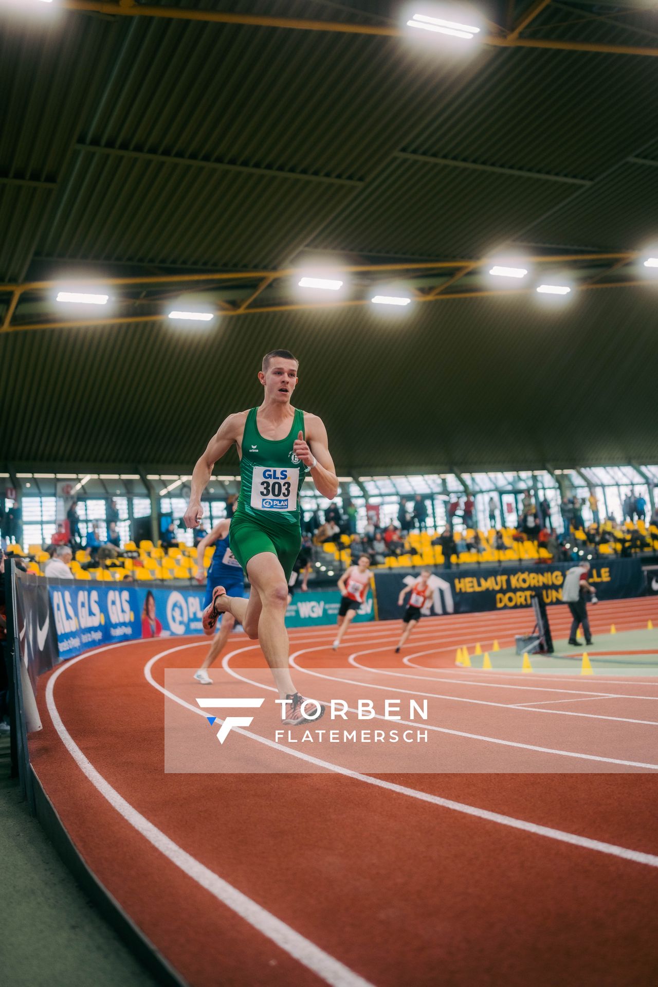 Max Husemann (Eintracht Hildesheim) waehrend der 55. Deutsche Jugend-Hallenmeisterschaften U20 am 25.02.2024 in der Helmut-Körnig-Halle in Dortmund