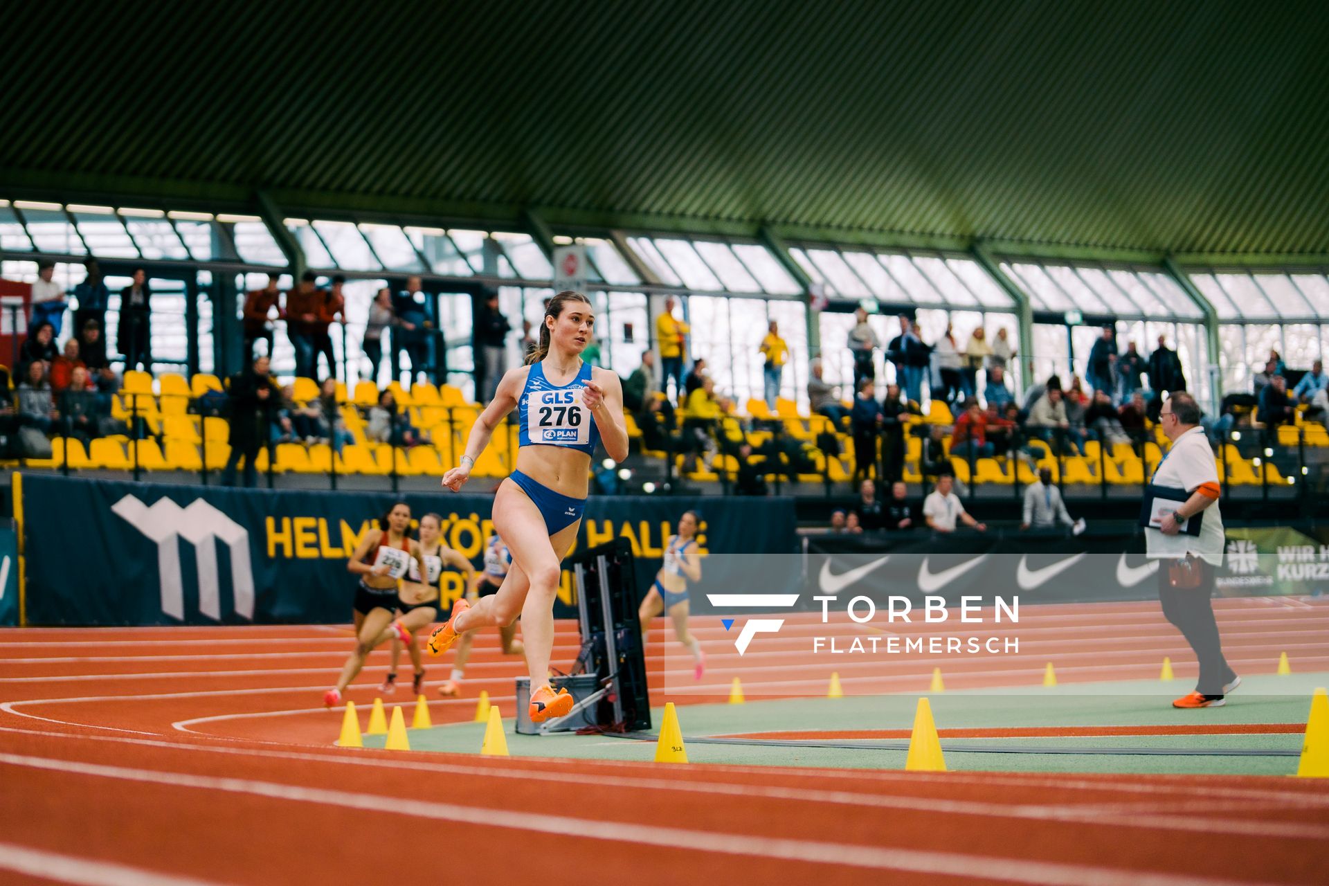 Johanna Martin (1. LAV Rostock) waehrend der 55. Deutsche Jugend-Hallenmeisterschaften U20 am 24.02.2024 in der Helmut-Körnig-Halle in Dortmund