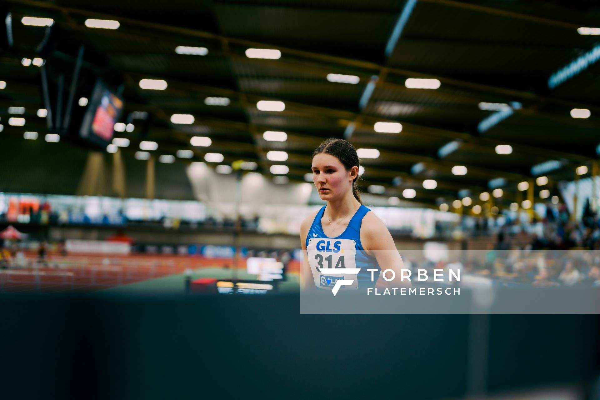 Mieke Wübben (LG Emstal Dörpen) waehrend der 55. Deutsche Jugend-Hallenmeisterschaften U20 am 24.02.2024 in der Helmut-Körnig-Halle in Dortmund