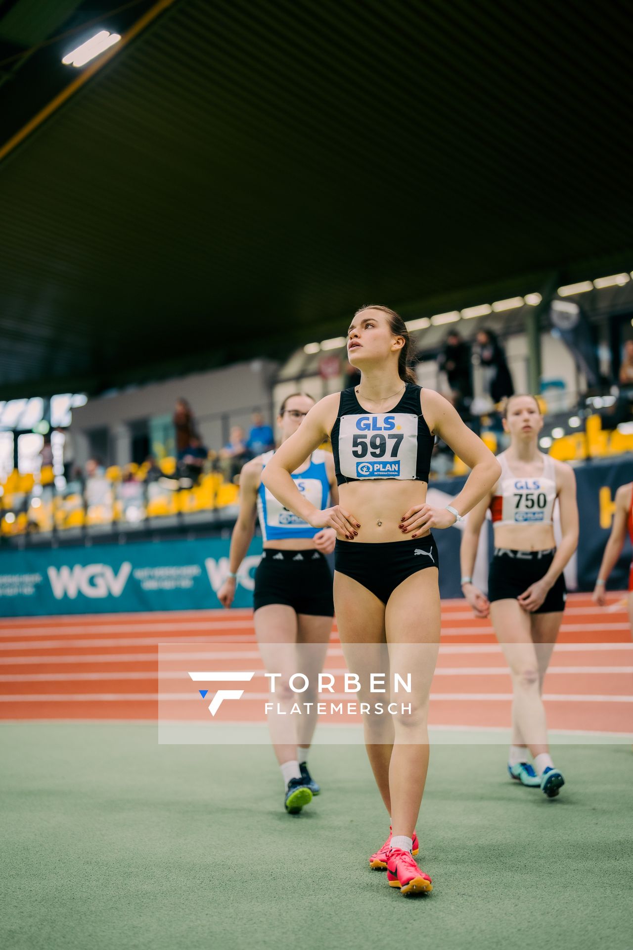 Hanna Räpple (LC Top Team Thüringen) waehrend der 55. Deutsche Jugend-Hallenmeisterschaften U20 am 24.02.2024 in der Helmut-Körnig-Halle in Dortmund