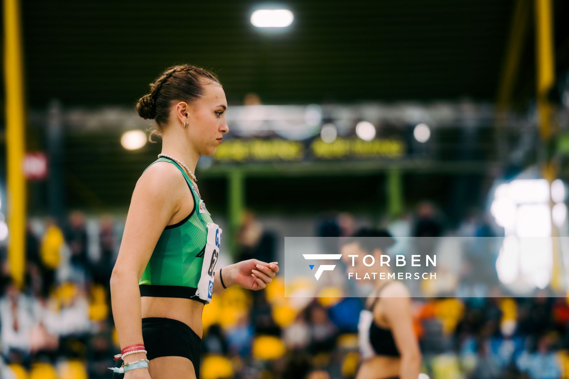 Joana Herrmann (SV Teuto Riesenbeck) waehrend der 55. Deutsche Jugend-Hallenmeisterschaften U20 am 25.02.2024 in der Helmut-Körnig-Halle in Dortmund