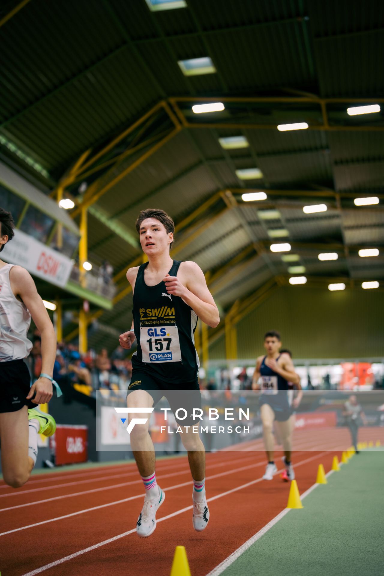 Moritz Gutowski (LG Stadtwerke München) waehrend der 55. Deutsche Jugend-Hallenmeisterschaften U20 am 25.02.2024 in der Helmut-Körnig-Halle in Dortmund