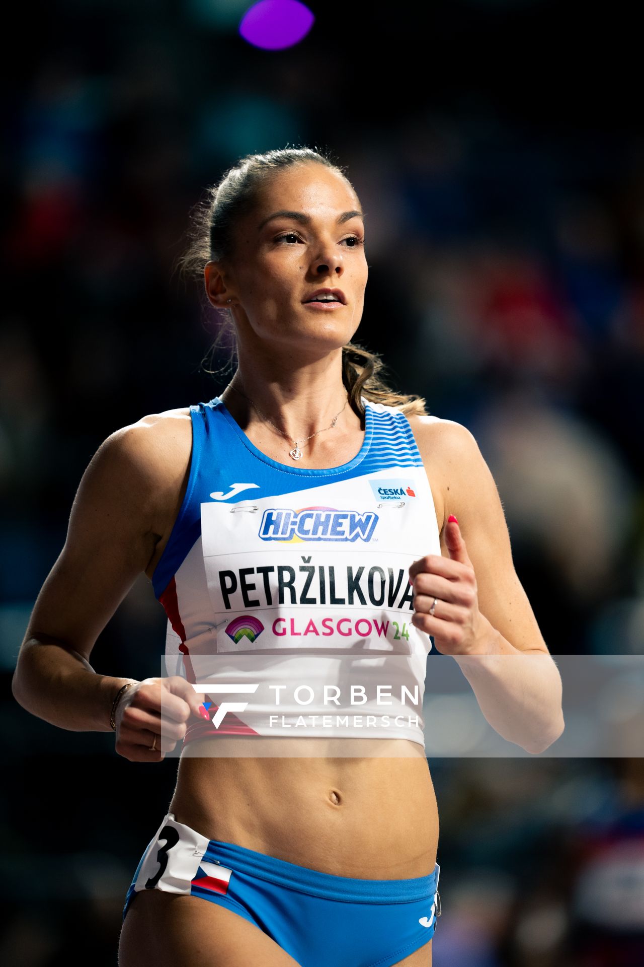 Tereza Petrzilkova (CZE/Czechia) im 400m Vorlauf am 01.03.2024 bei den World Athletics Indoor Championships in Glasgow (Schottland / Vereinigtes Königreich)