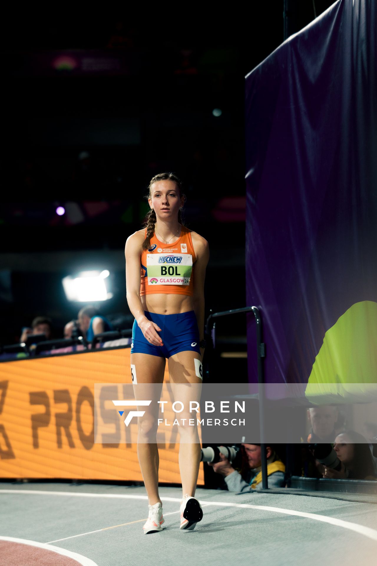 Femke Bol (NED/NEtherlands) im 400m Vorlauf am 01.03.2024 bei den World Athletics Indoor Championships in Glasgow (Schottland / Vereinigtes Königreich)