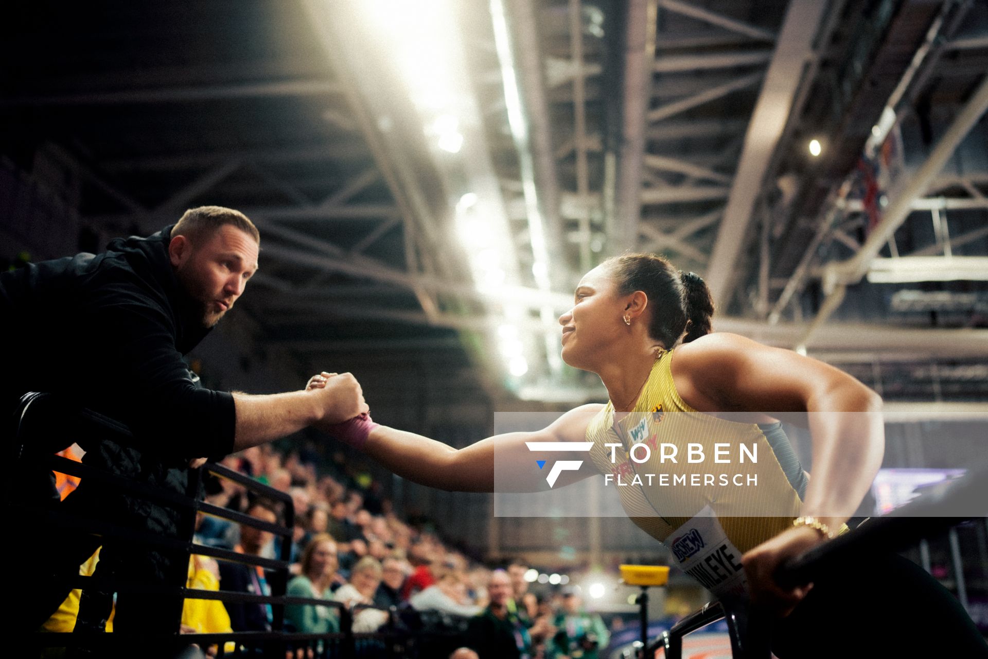 Yemisi Ogunleye (GER/Germany) beim Kugelstoßen am 01.03.2024 bei den World Athletics Indoor Championships in Glasgow (Schottland / Vereinigtes Königreich)