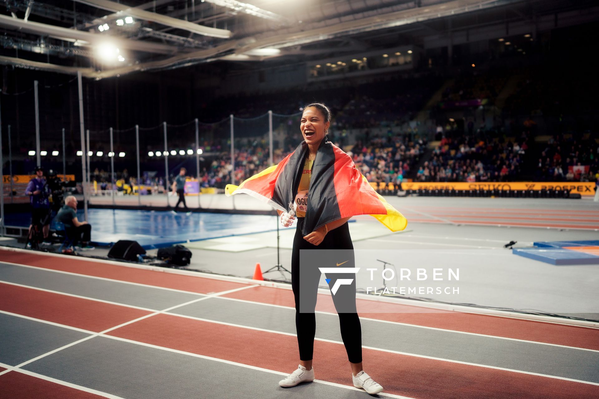 Yemisi Ogunleye (GER/Germany) beim Kugelstoßen am 01.03.2024 bei den World Athletics Indoor Championships in Glasgow (Schottland / Vereinigtes Königreich)