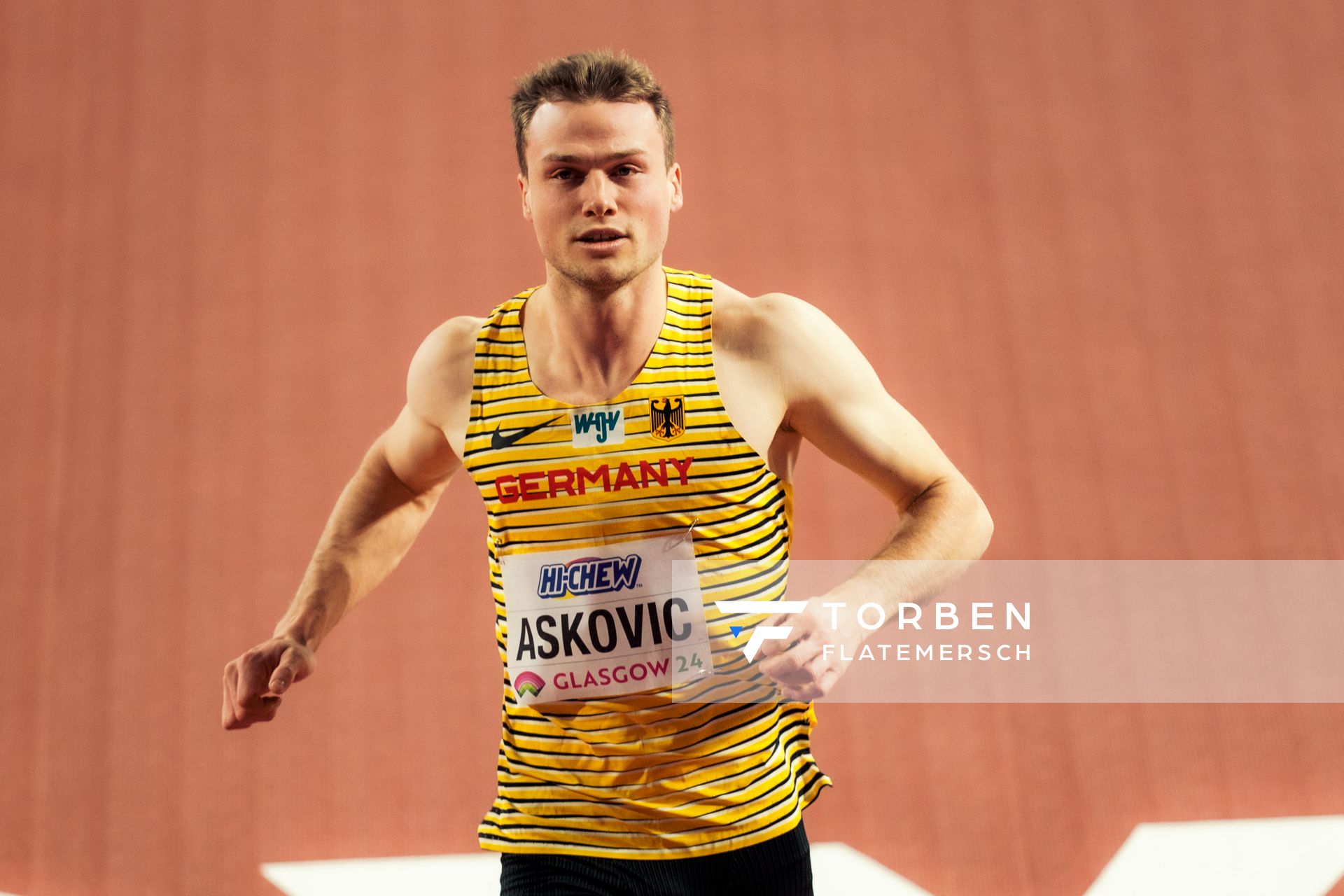 Aleksandar Askovic (GER/Germany) am 01.03.2024 bei den World Athletics Indoor Championships in Glasgow (Schottland / Vereinigtes Königreich)